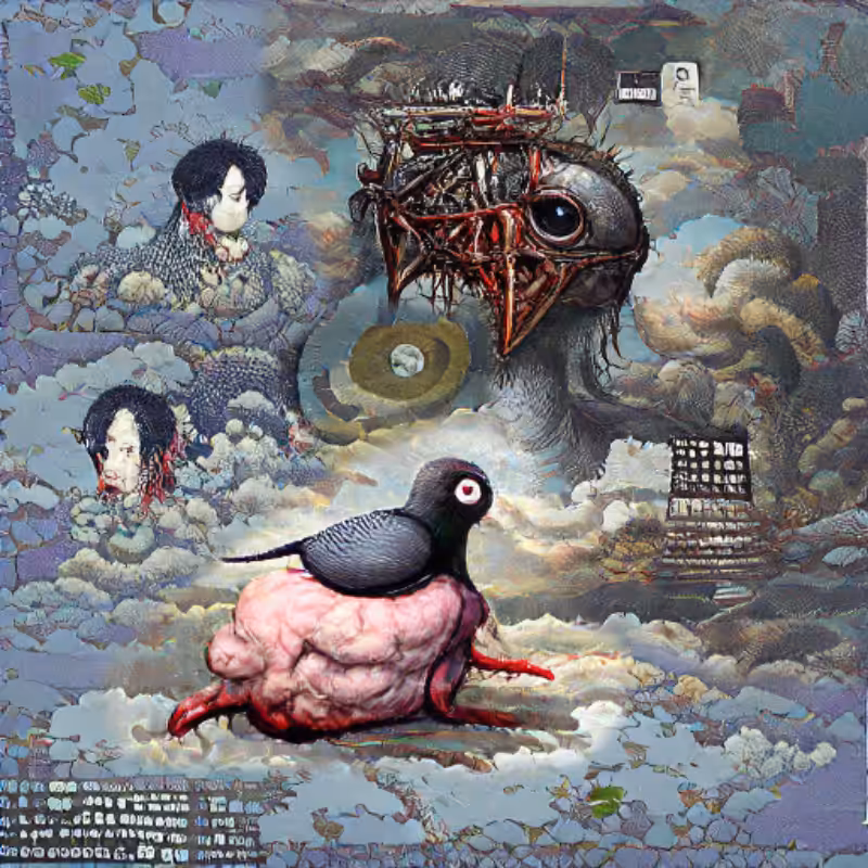 Pigeon Sat on a Brain Reflecting Existence #8