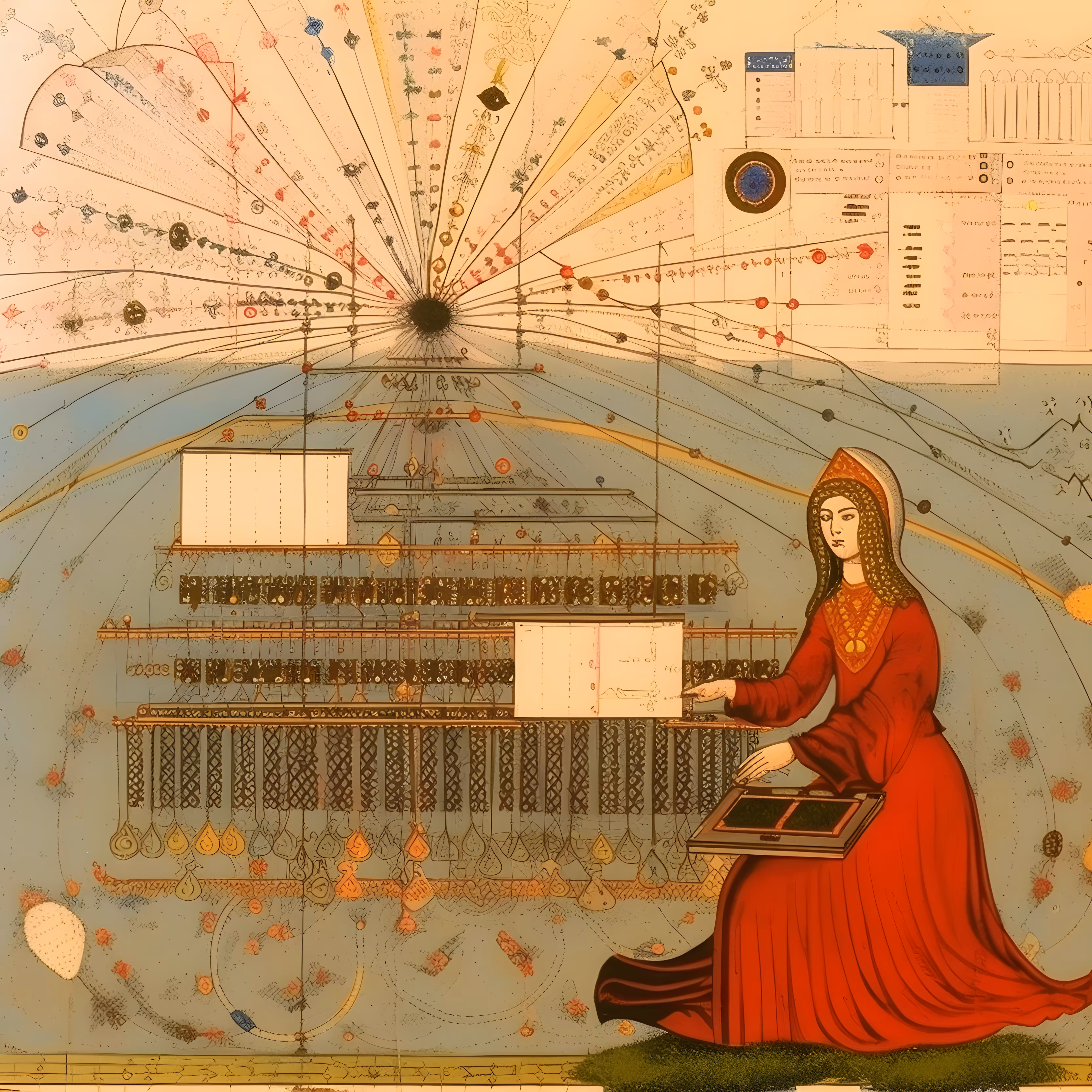 Woman Computing on a Loom