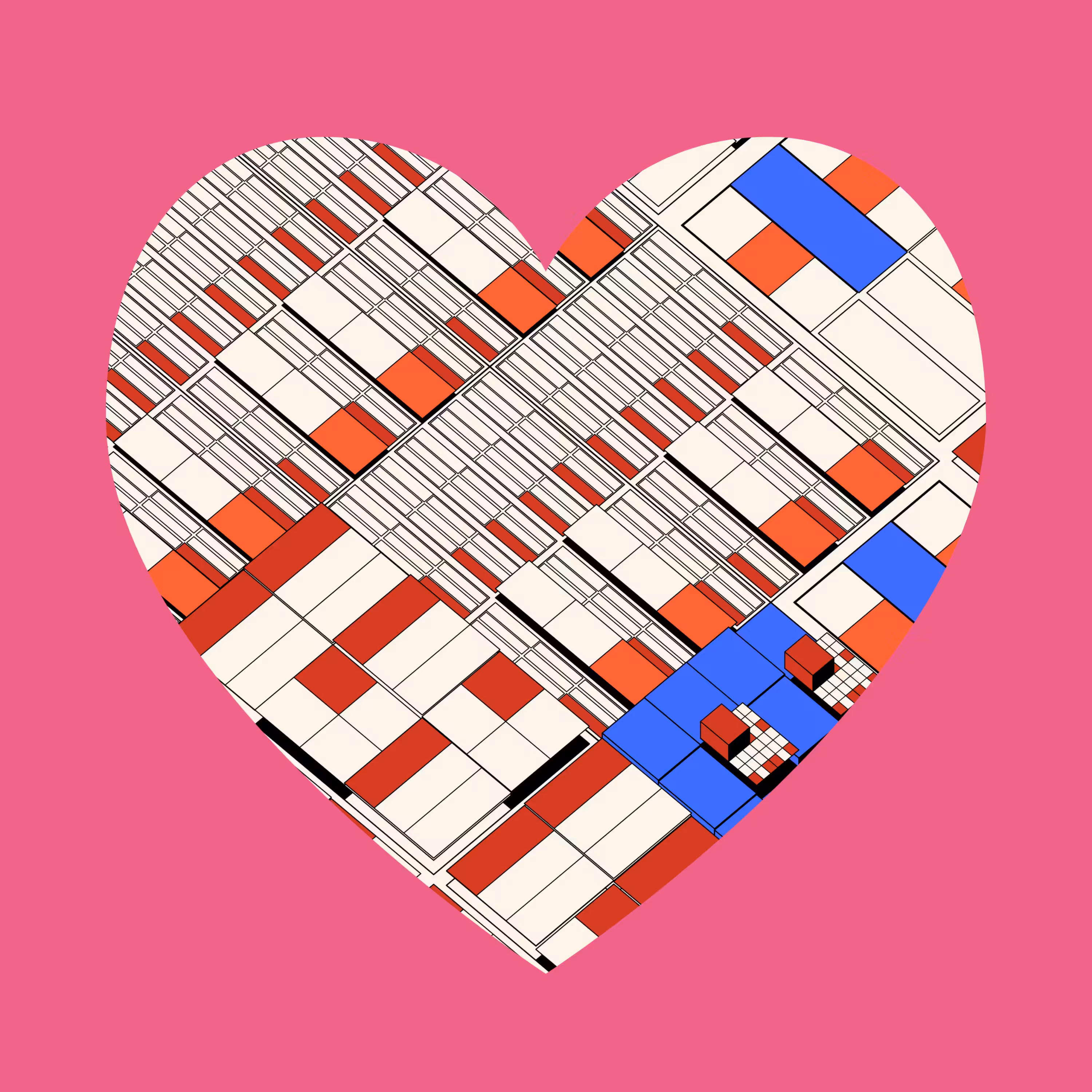 Deca Decagon PINK HEART Symbol Square #879
