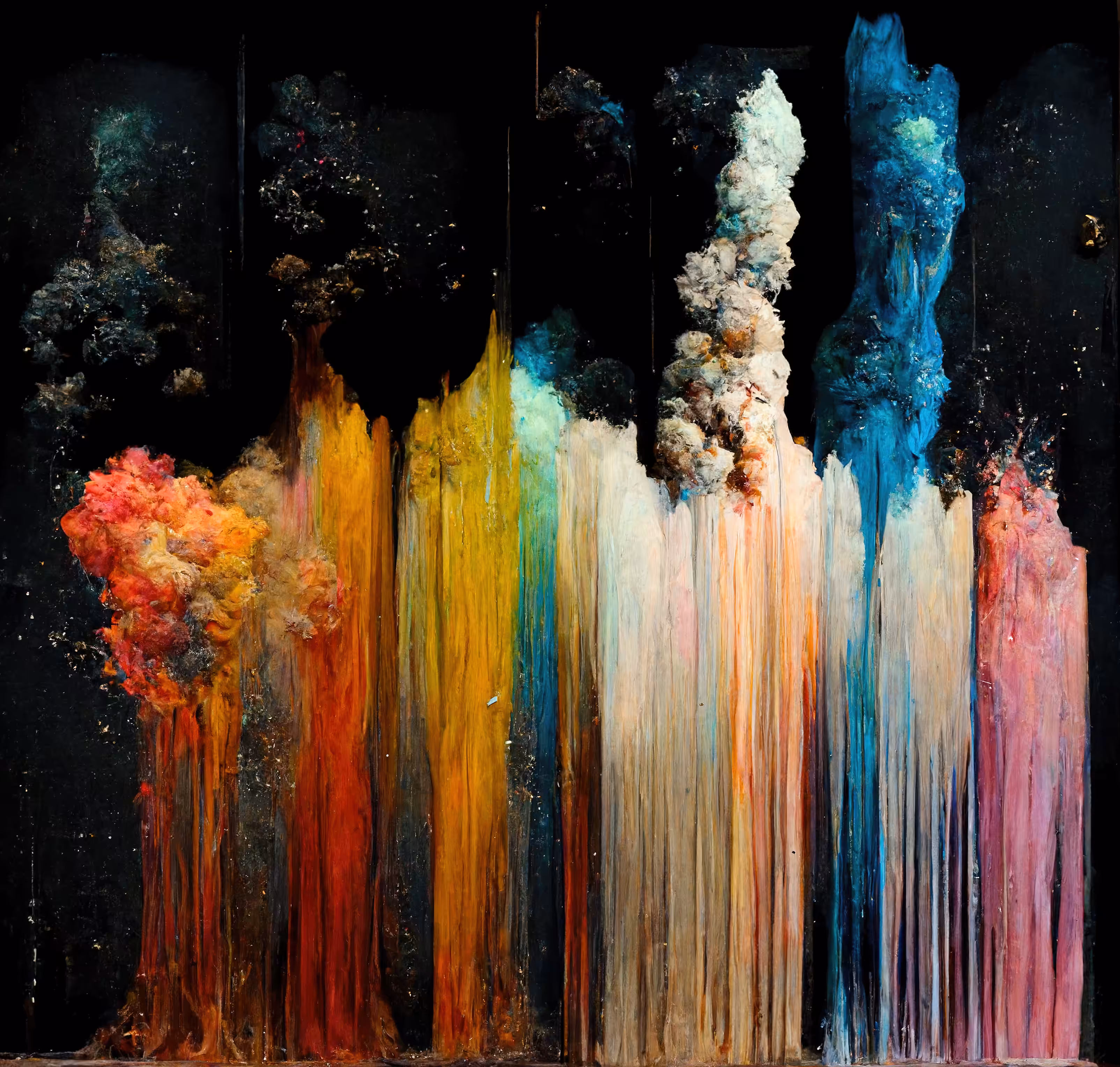 Paint in high pressure Nozzles then throwing chalk on a black wall