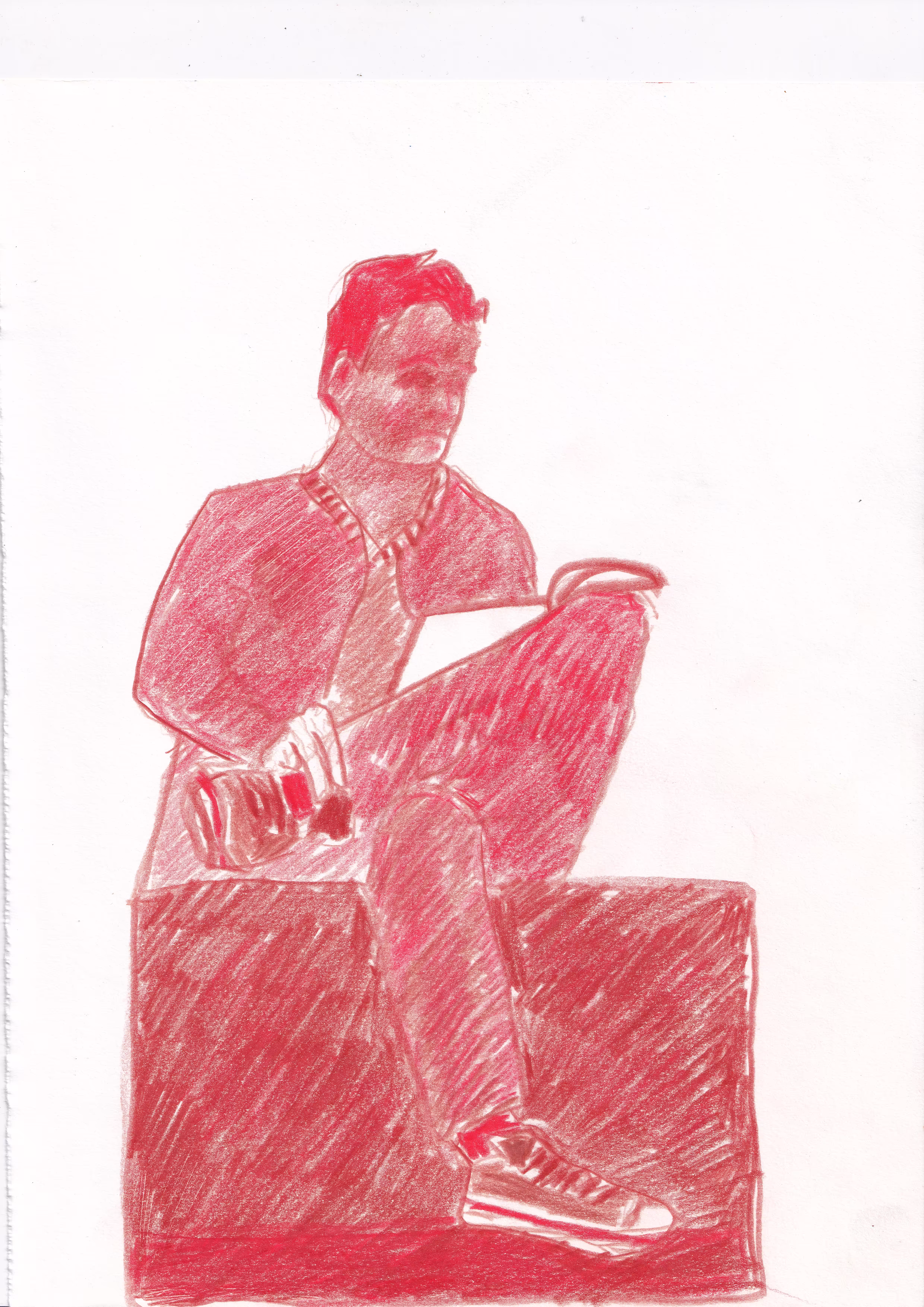 Boy reading while waiting