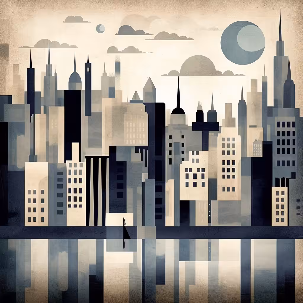 Blue and biege city