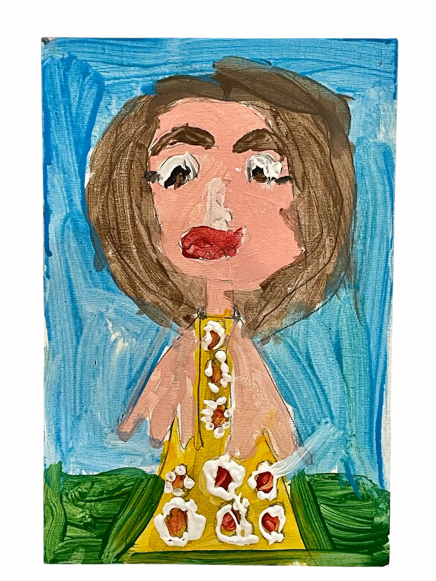 Mamma with a yellow dress