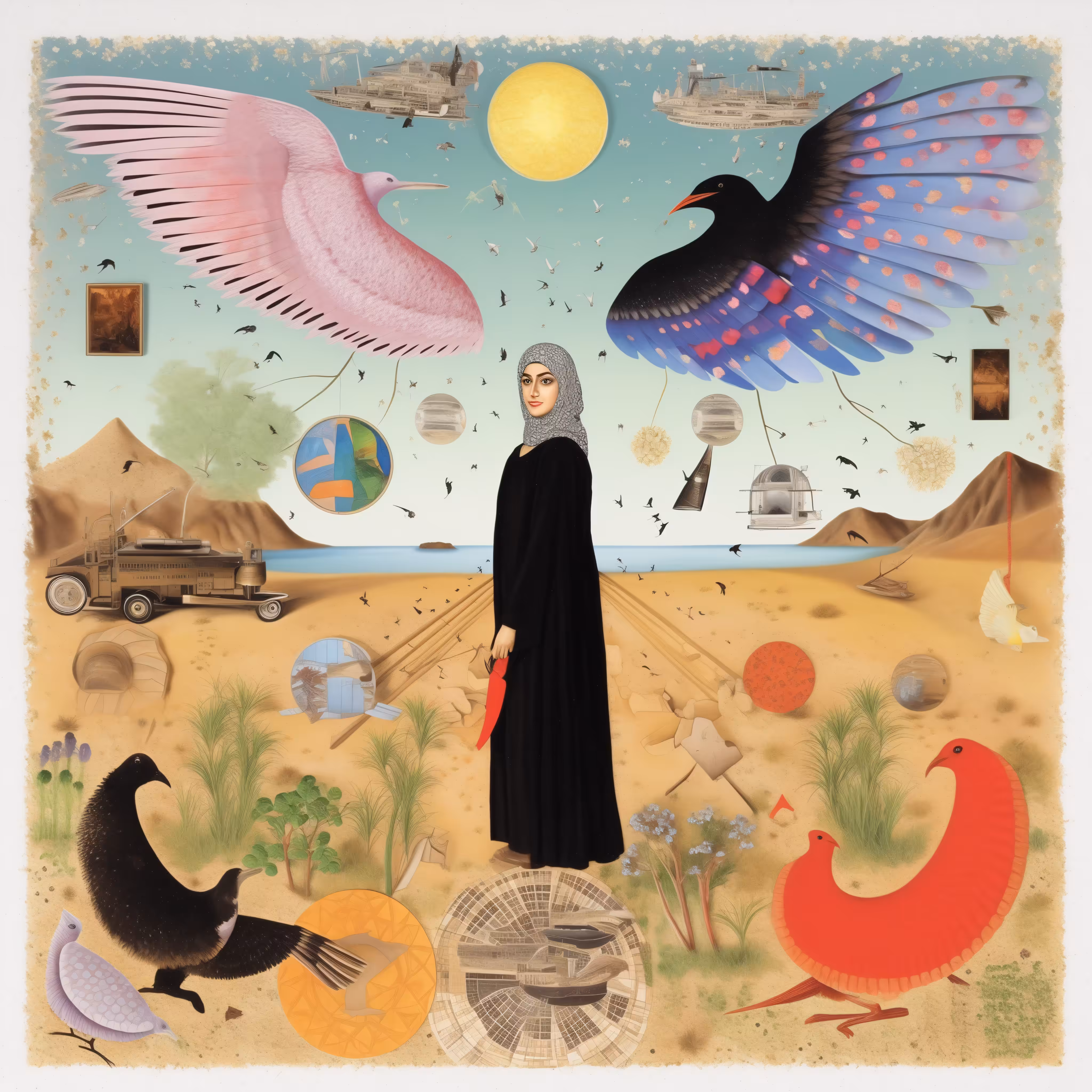 A woman with birds