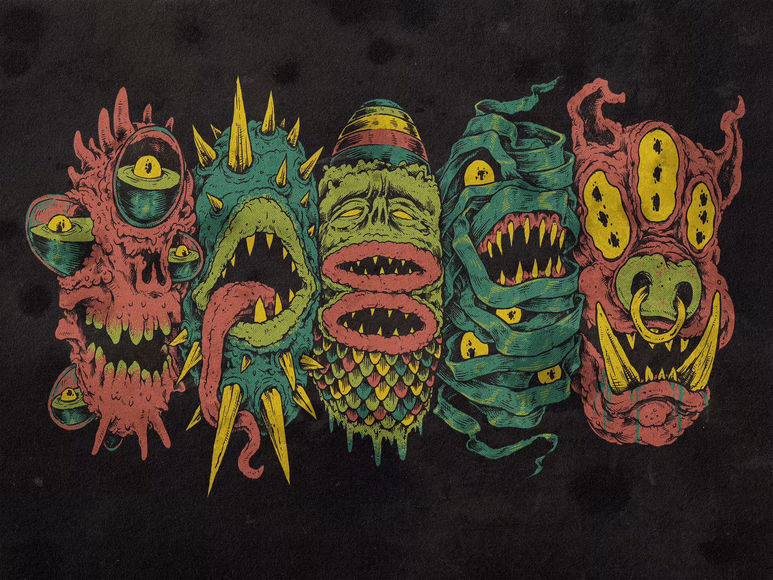 5 More Monster Heads in a Row