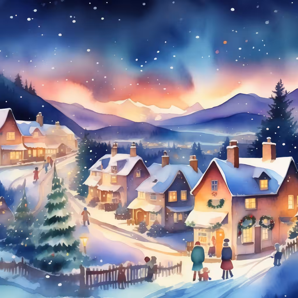 Snowy Village at Twilight