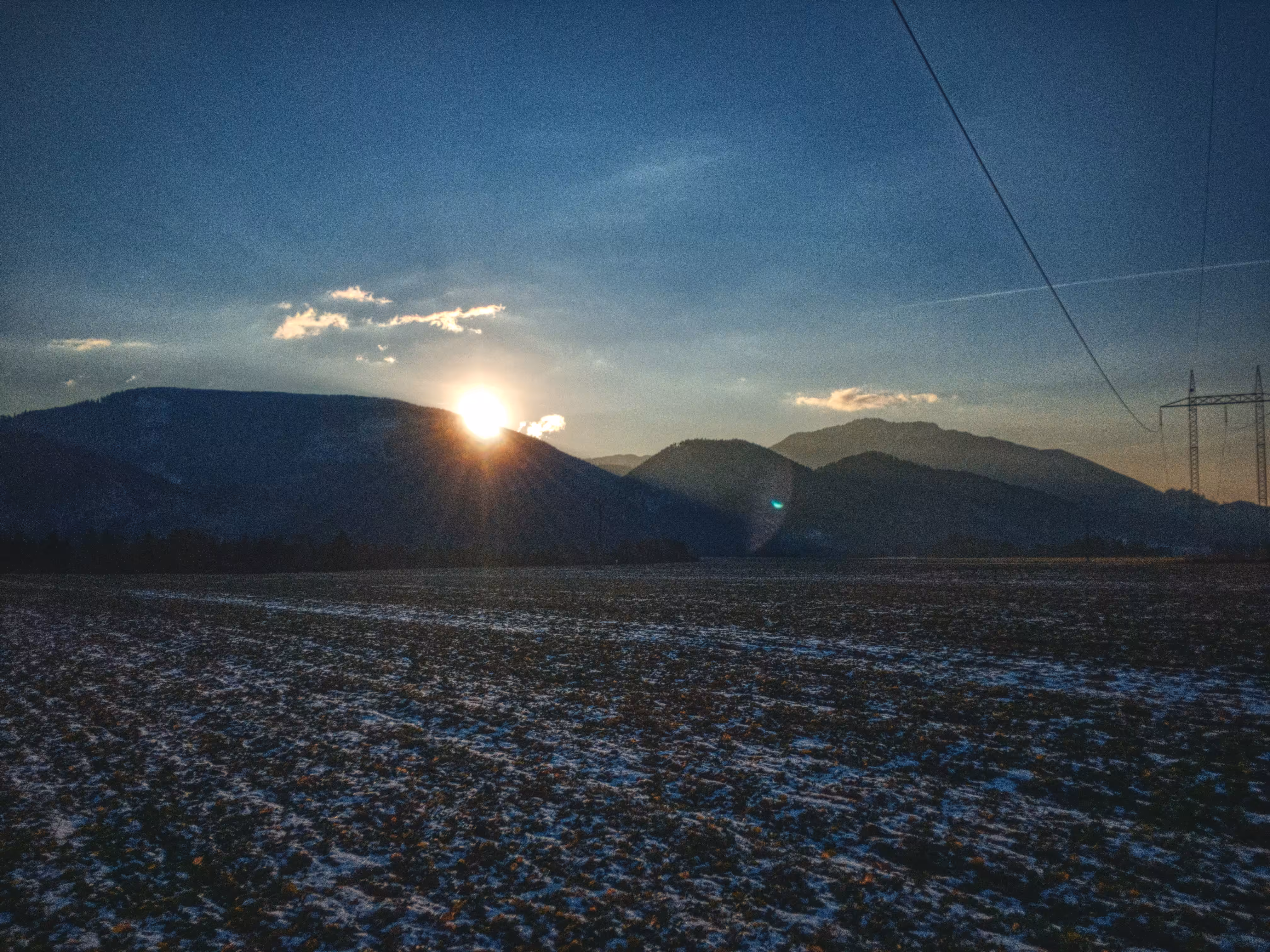 Sunset over the flat mountain