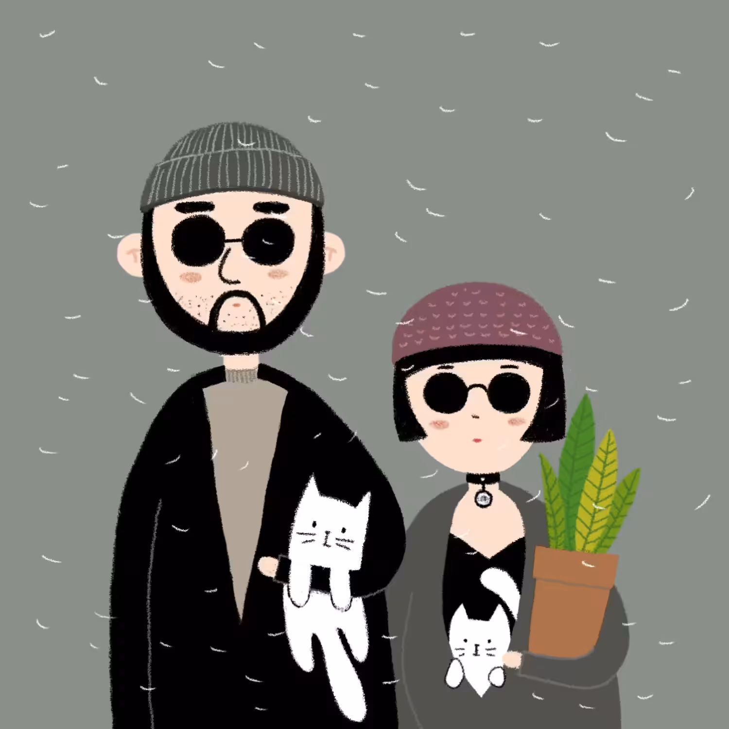 Leon & Matilda with cats