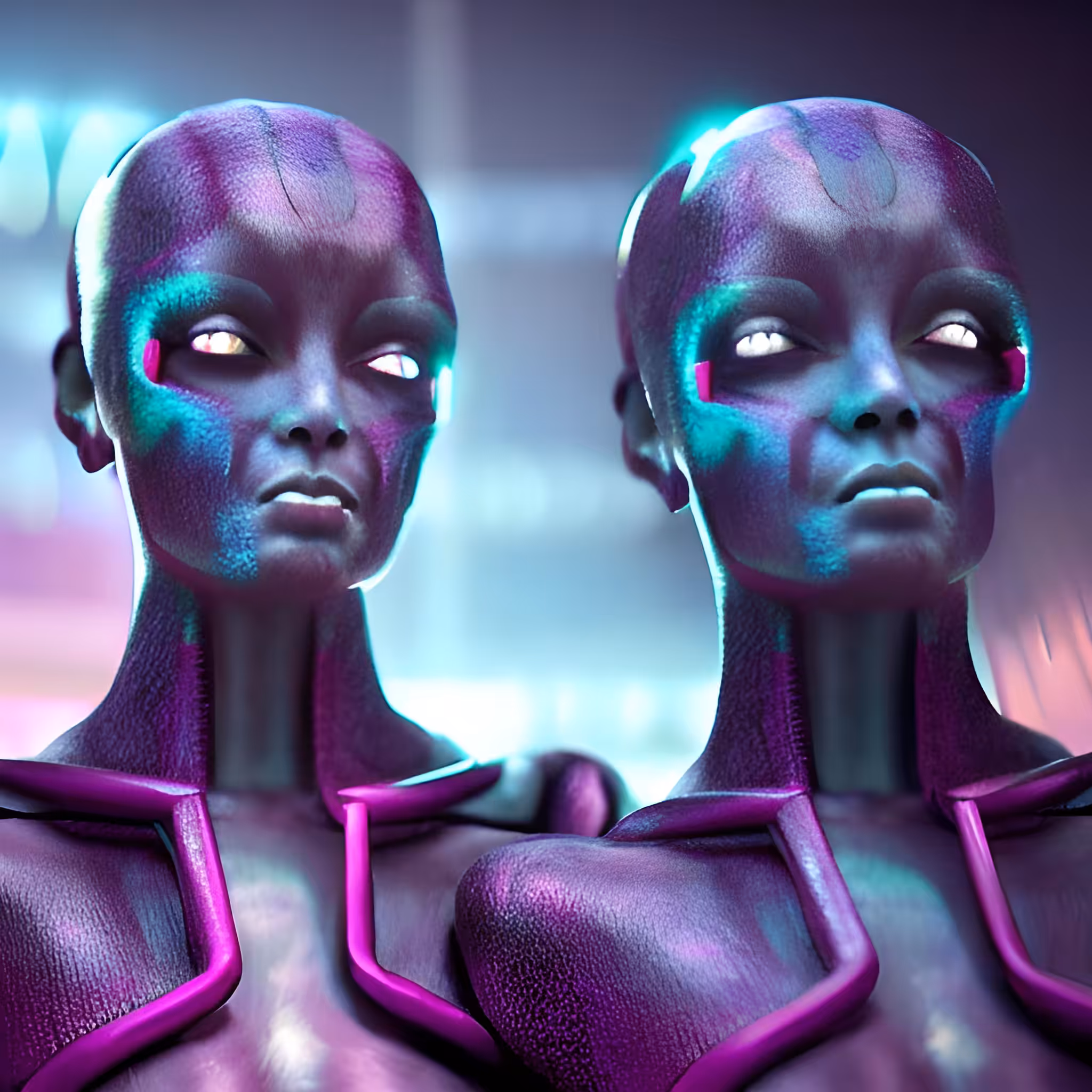 Neon Art: Twin Humanoids