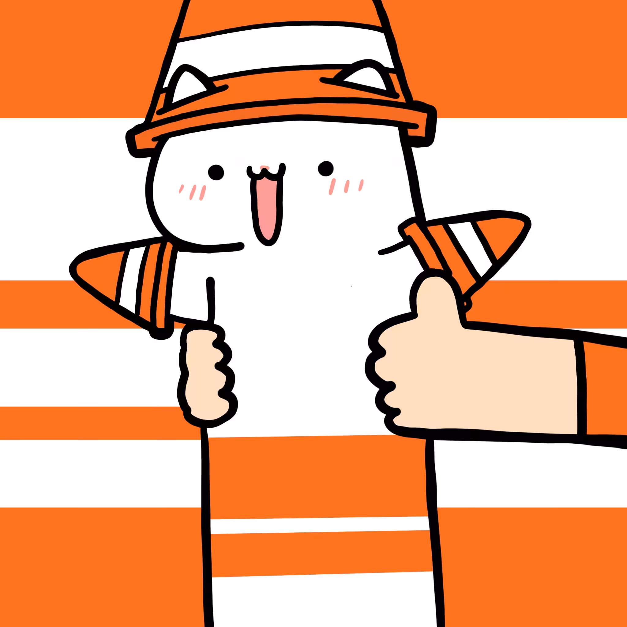 Long Long Cat: Long long traffic cone cat #202