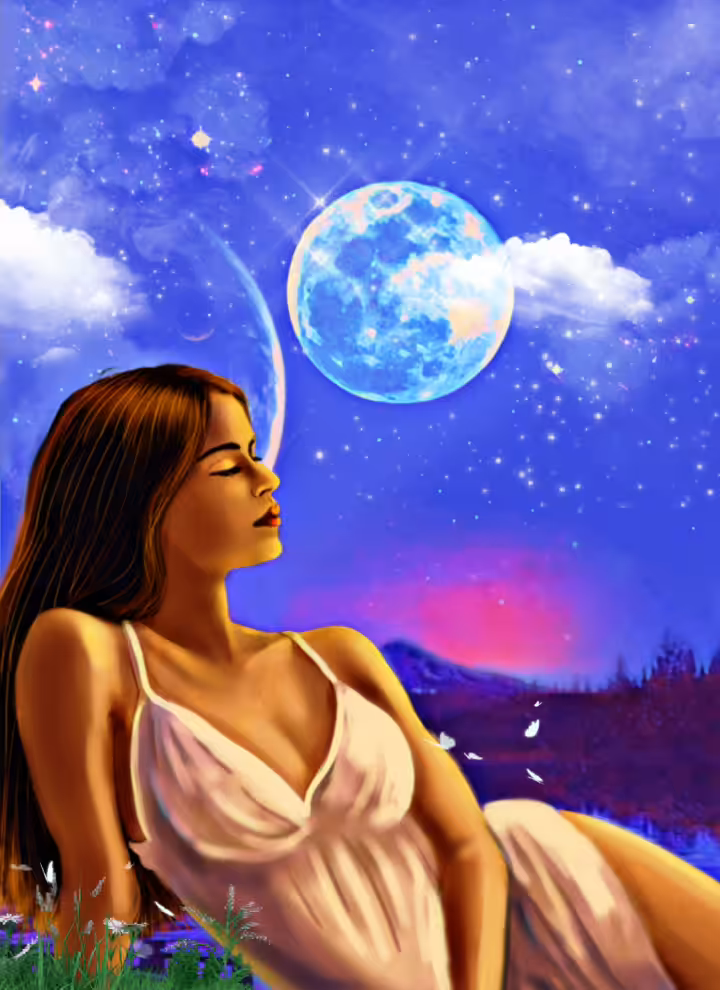 Under the moonlight.