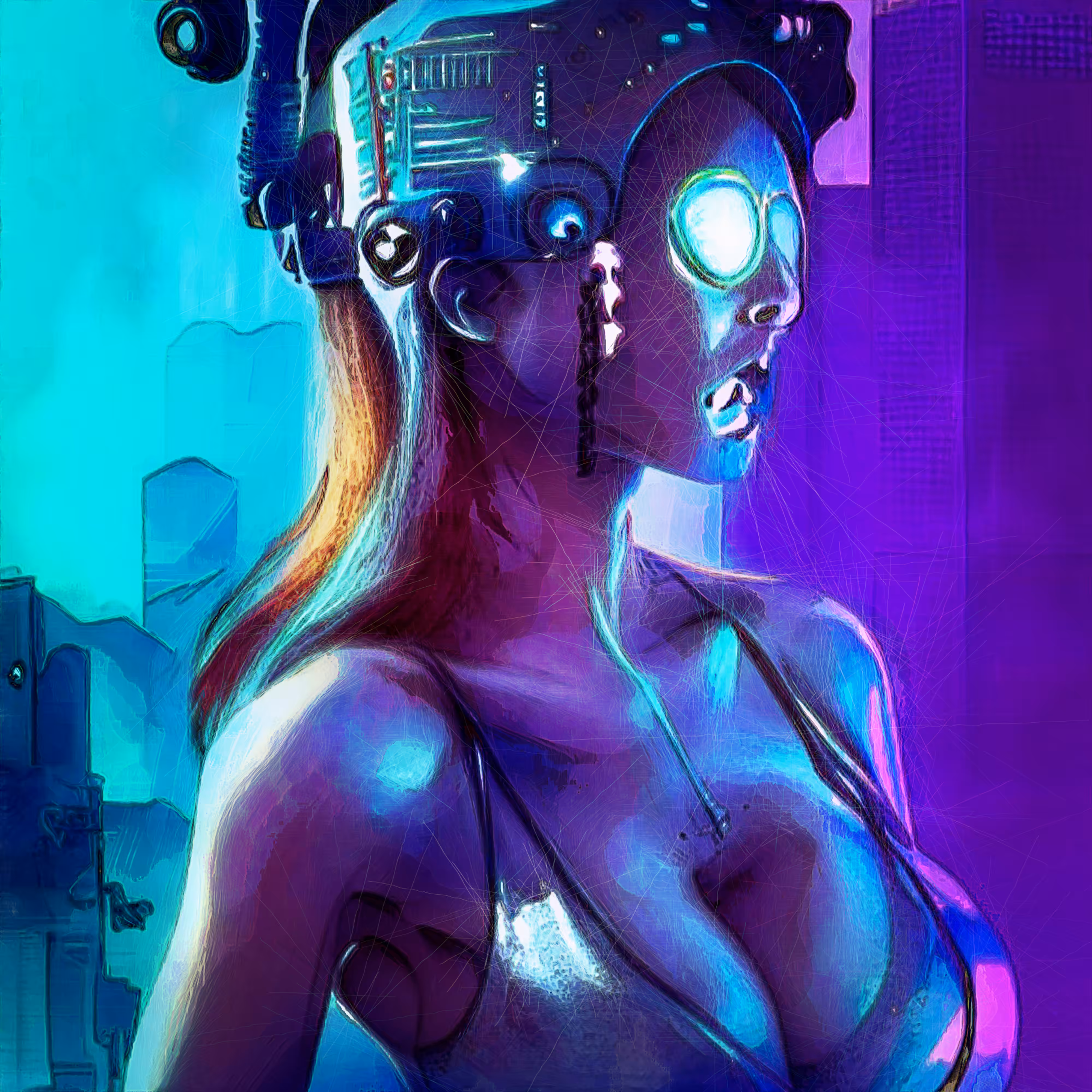 CYBERPUNK SKULL GIRL #3