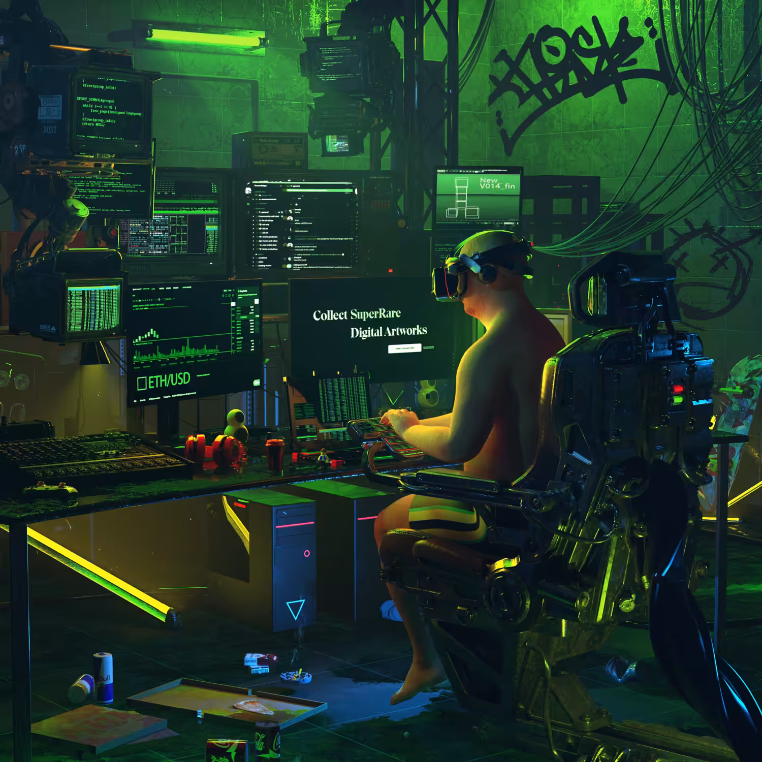 Crypto artist's routine