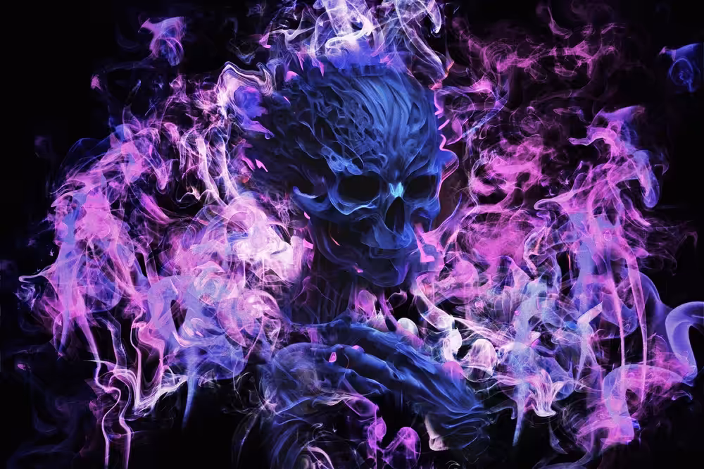 Death and fear in the smoke, smoke art