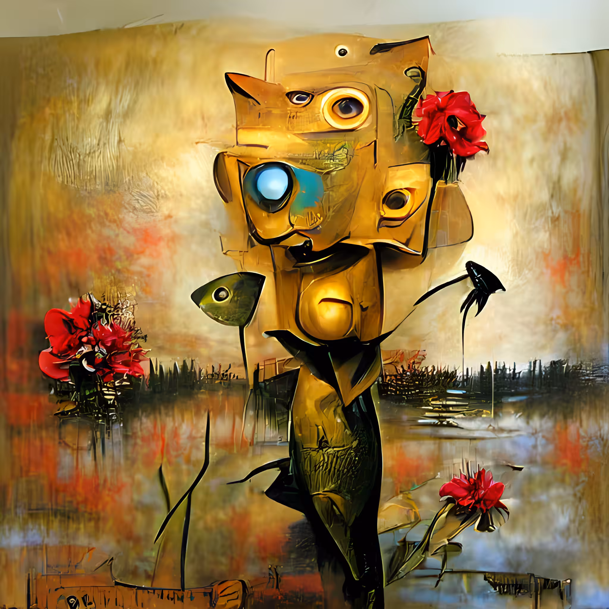 the bear robot walk to the wood get flower gold fish #5