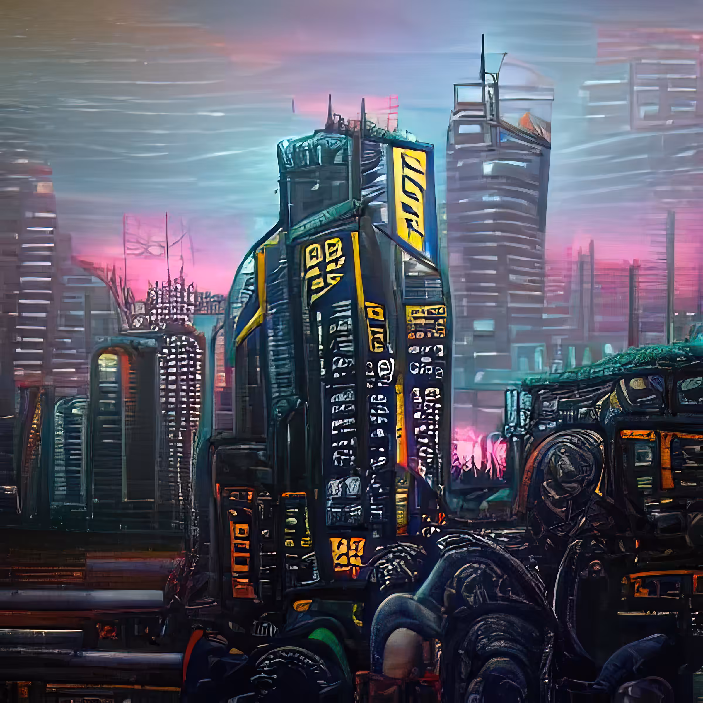 cyberpunk city dawn LMQaXsEkySPIy3waSvBM
