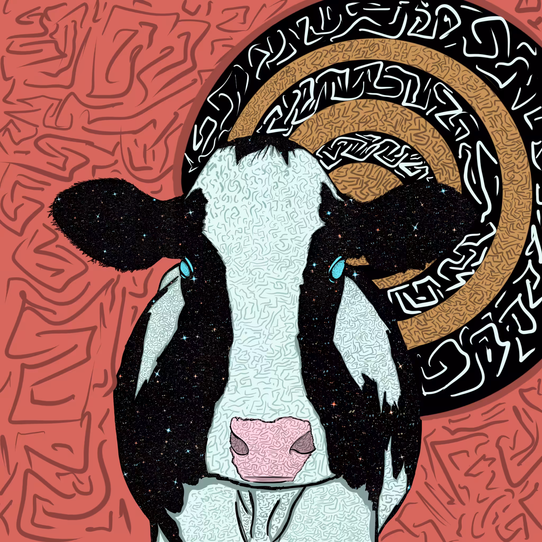 Space Cow Looking Front.
