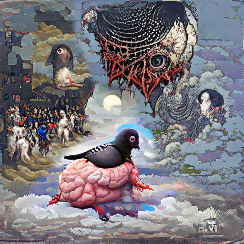 Pigeon Sat on a Brain Reflecting Existence #1
