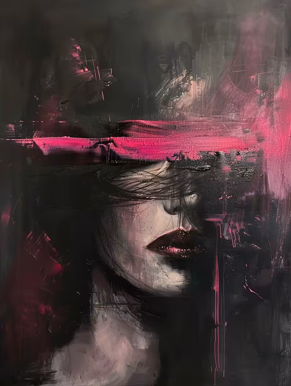The woman  with a pink line