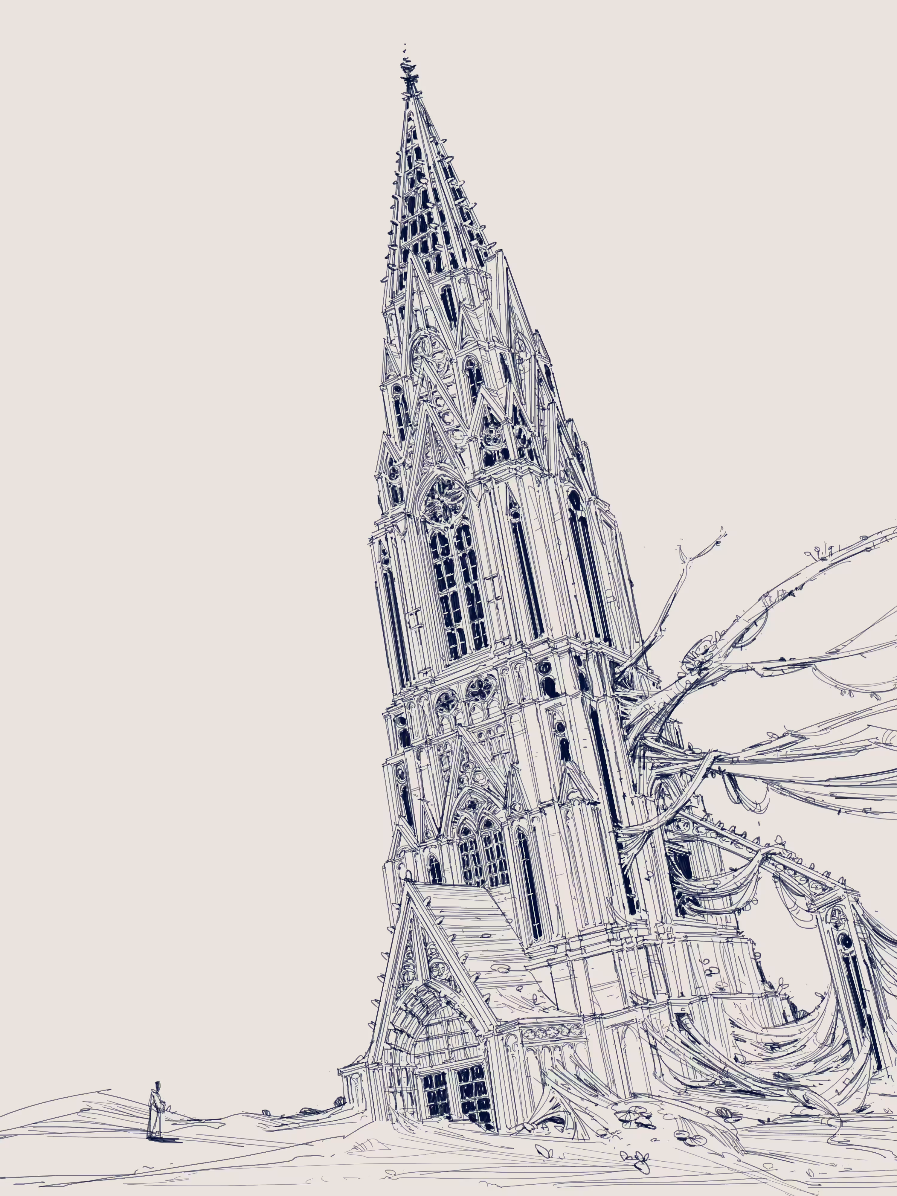 Gothic Tower (Lineart Version)
