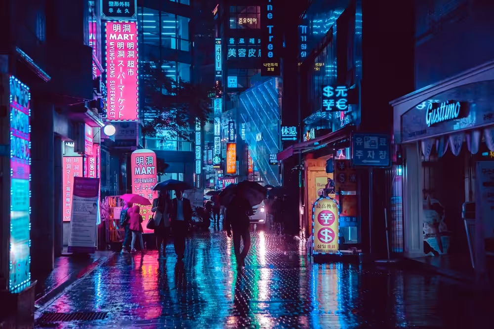 Myeongdong in the Rain