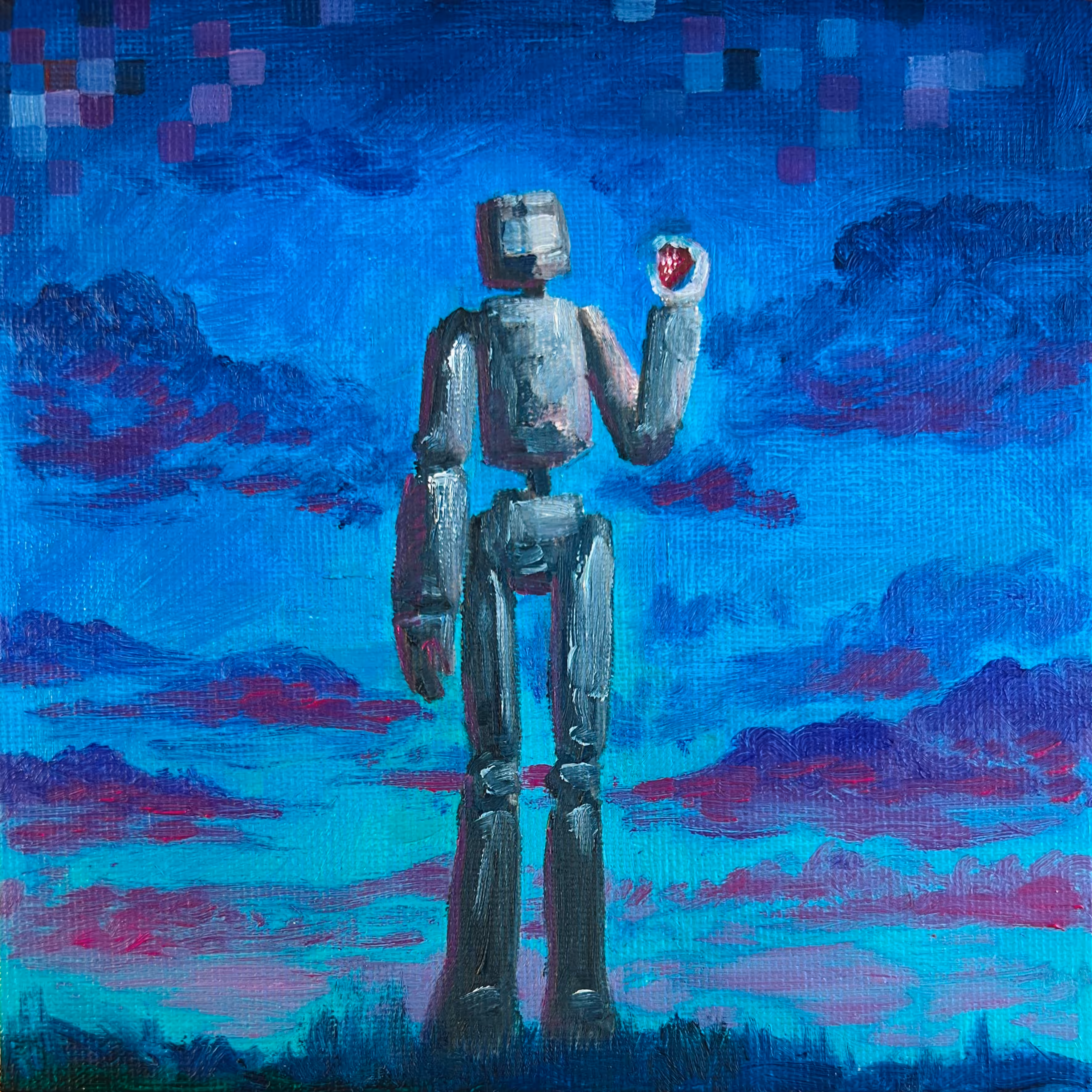 The robot and a strawberry 