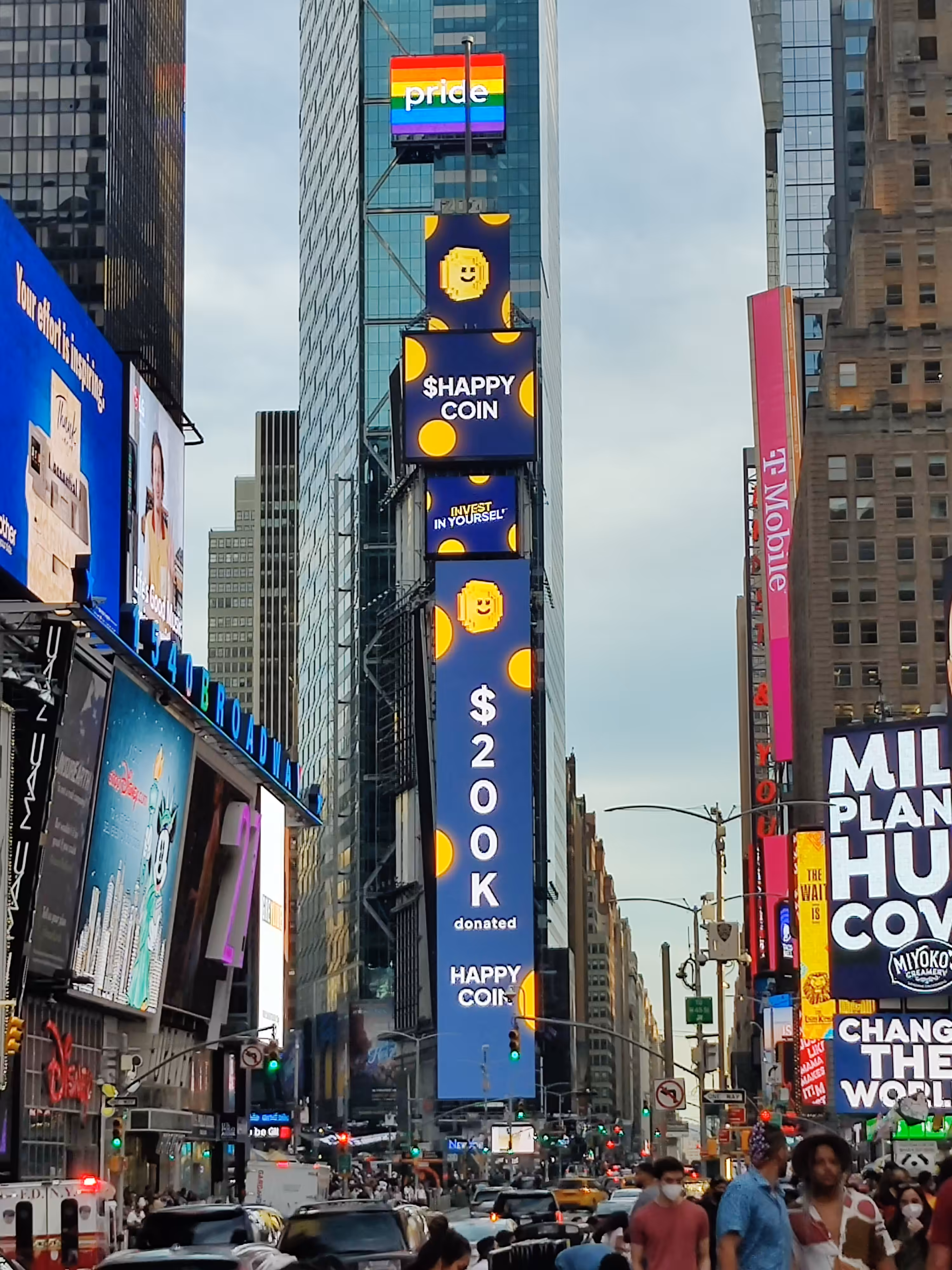 happy coin, nyc, times square, june 2021