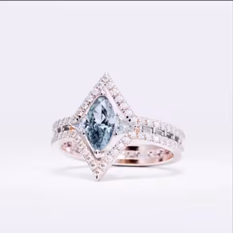 001CryptoFineJewelry - Double Chevron Aquamarine Ring