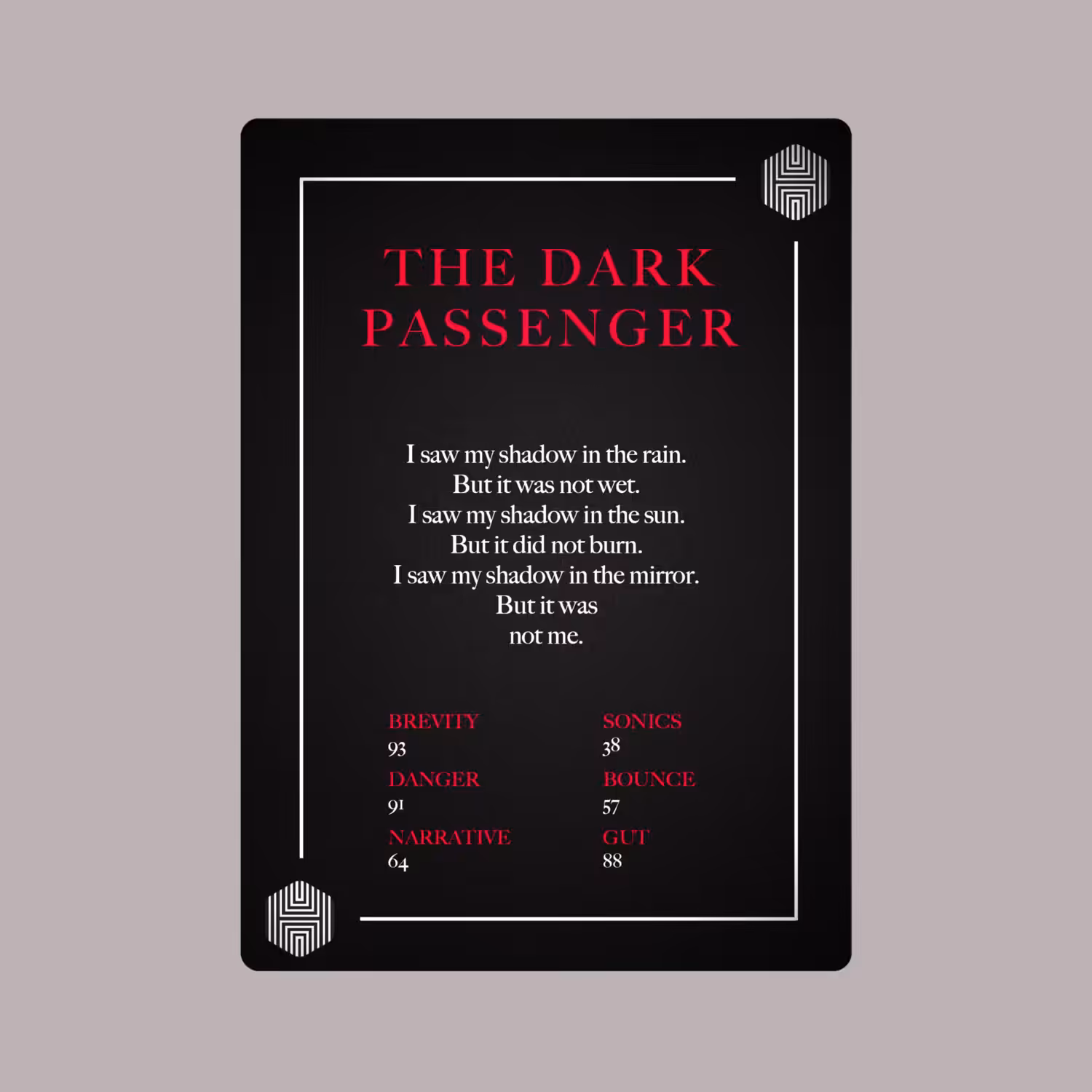 POETRY CARDS VOL 1 | META/VERSE: 032 - THE DARK PASSENGER