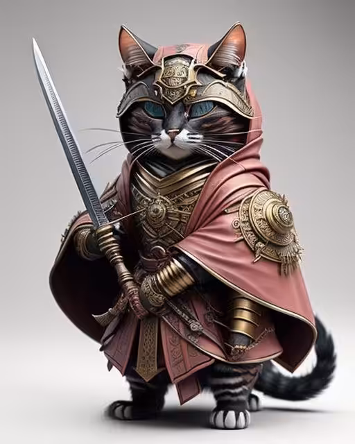 Samurai Cat Warrior : Pink