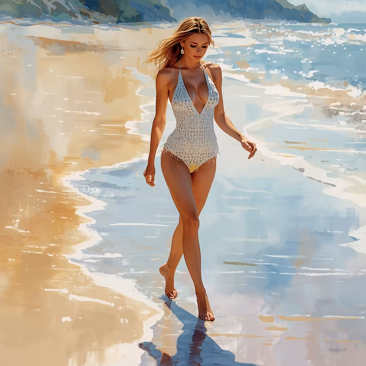 Walking along the beach