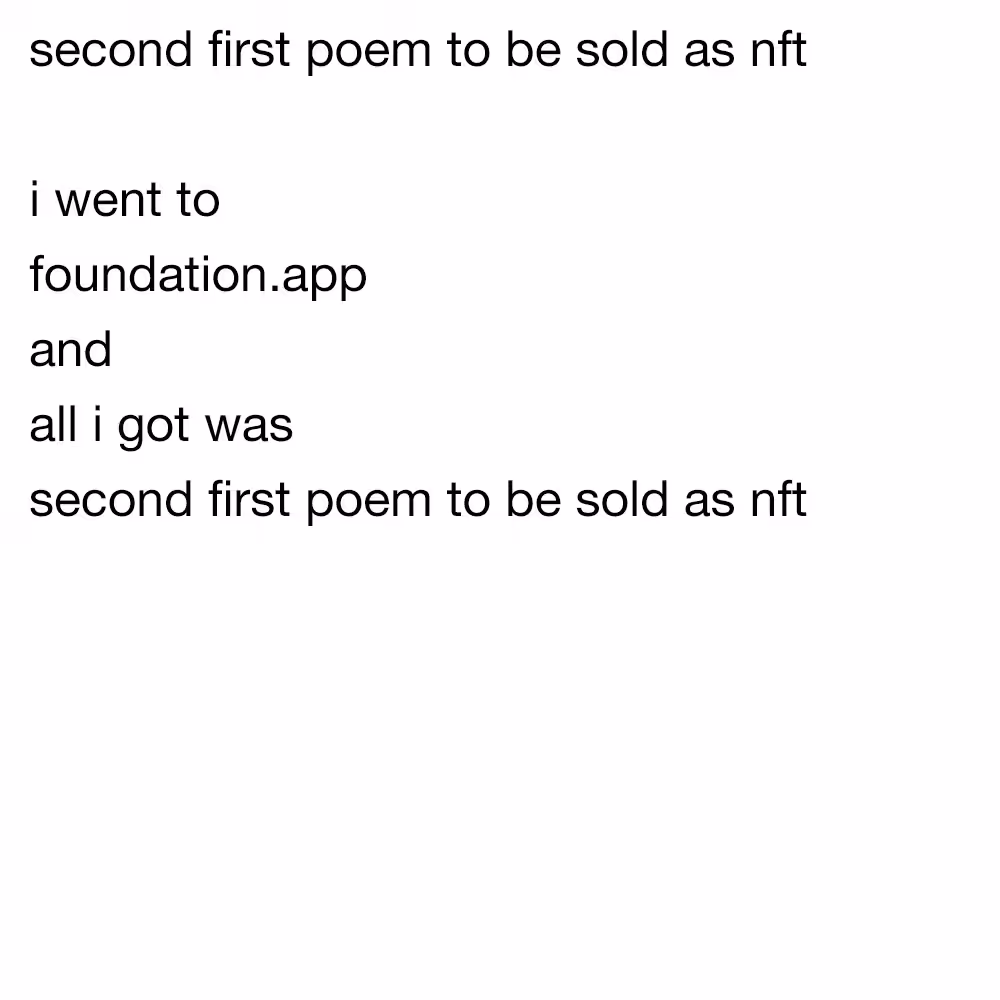 second first poem to be sold as nft