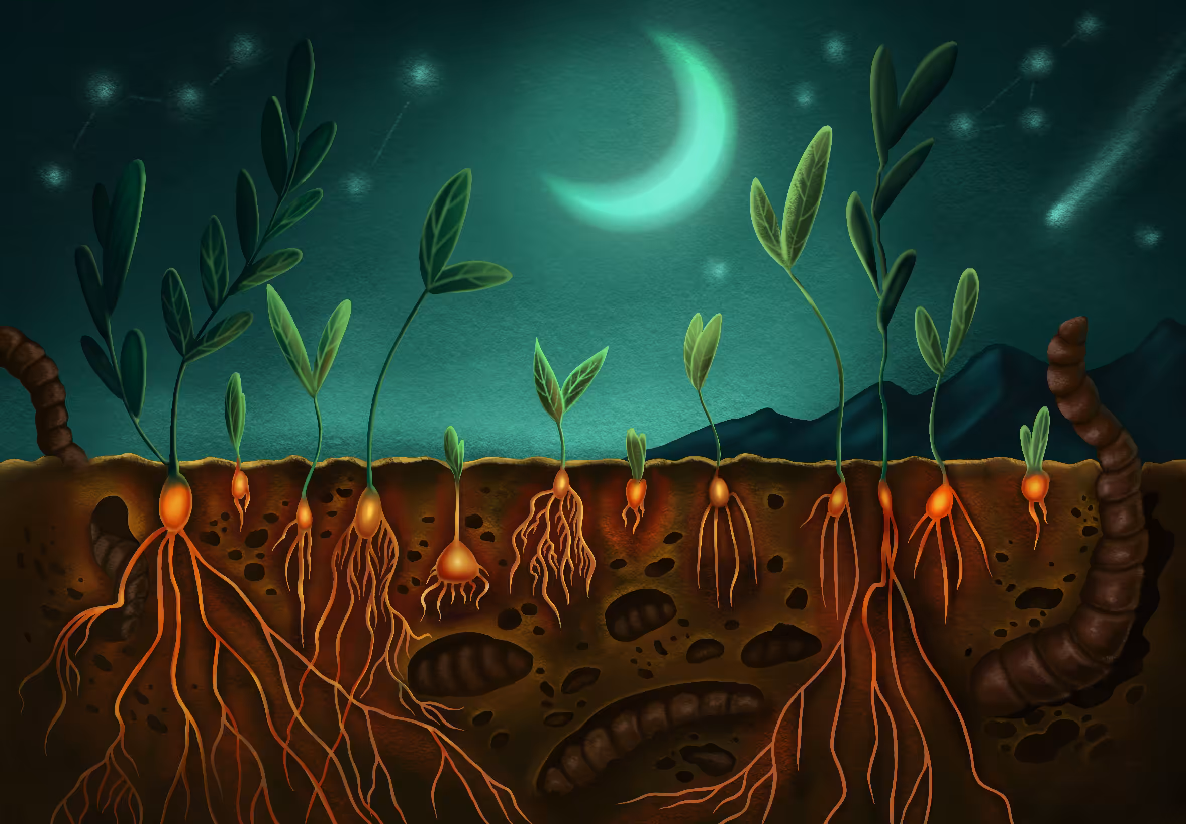 Life on a magical farm. Inktober 2025: PHASE II — Waxing Crescent  🌙 Leaf‑Rise Phase 🌱