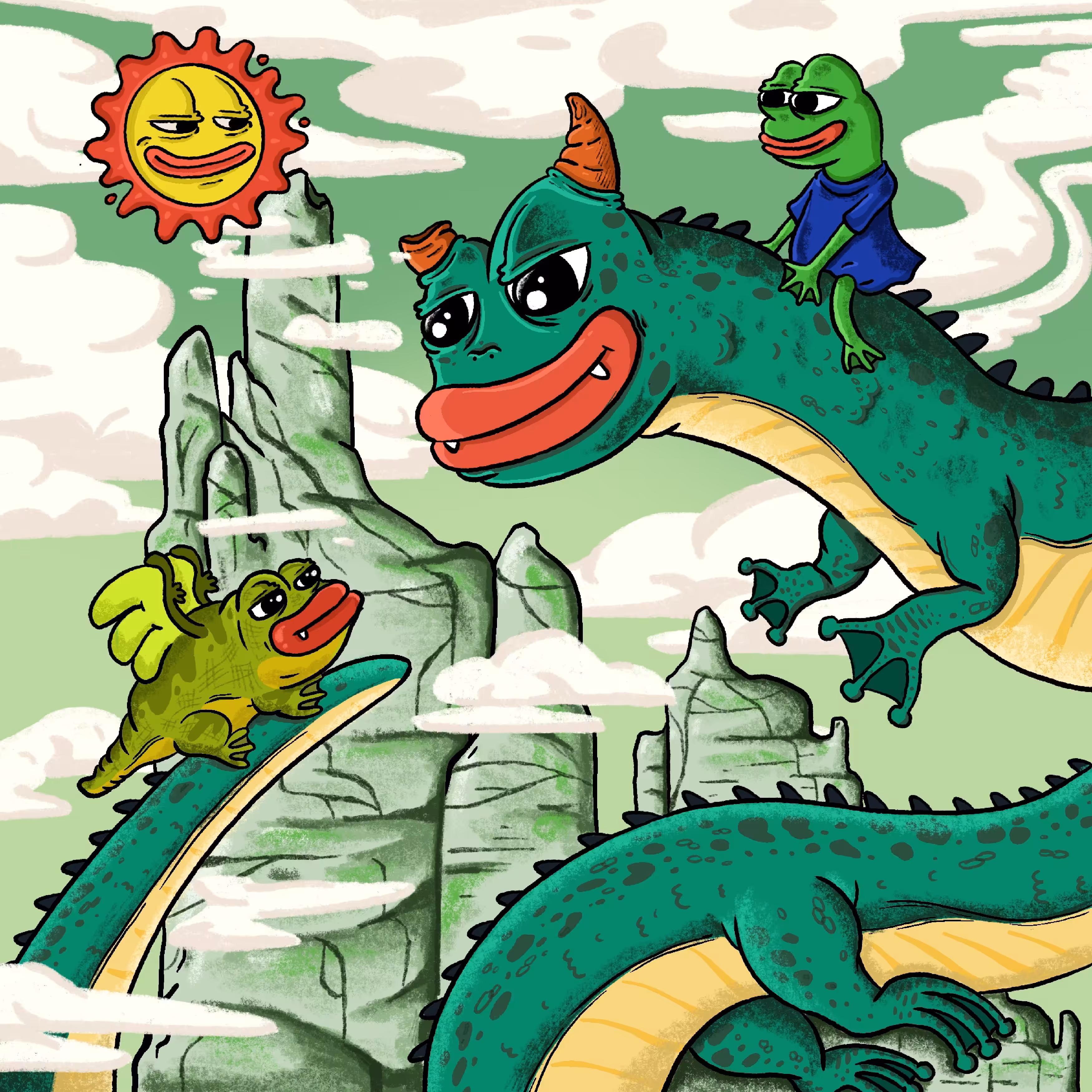 Pepe Dragon and Mountains of the Sun