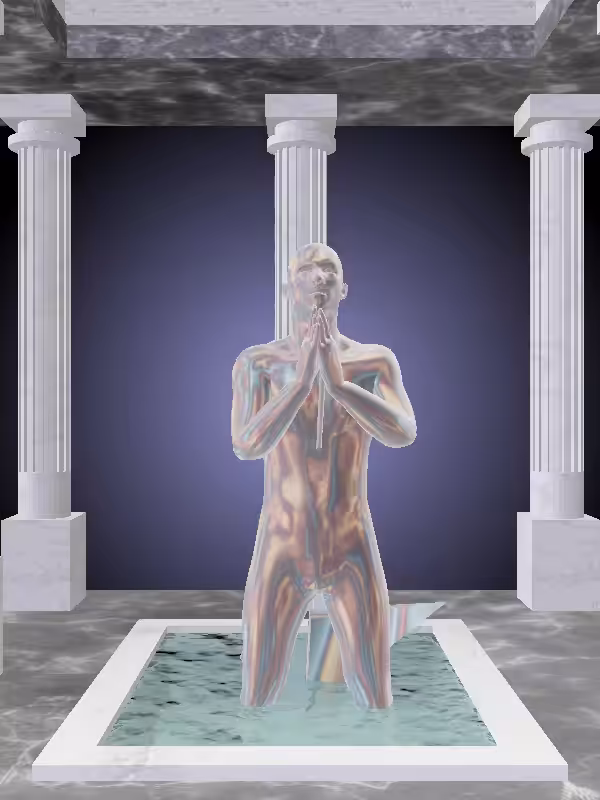 HeavenComputer: The Praying Holographic Glow Man #3968