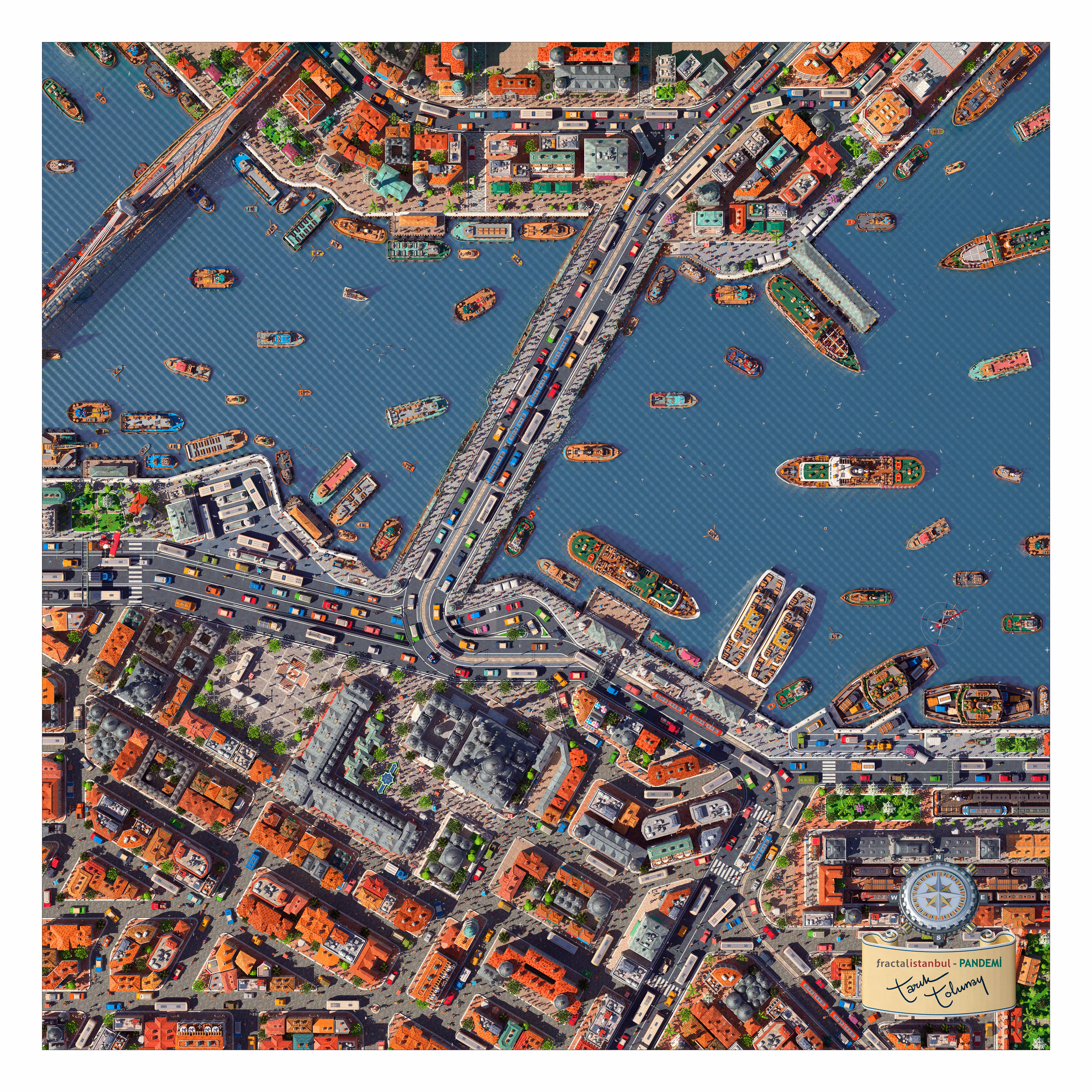 Fractal Istanbul - Pandemi Bird's eye view 70 X 70
