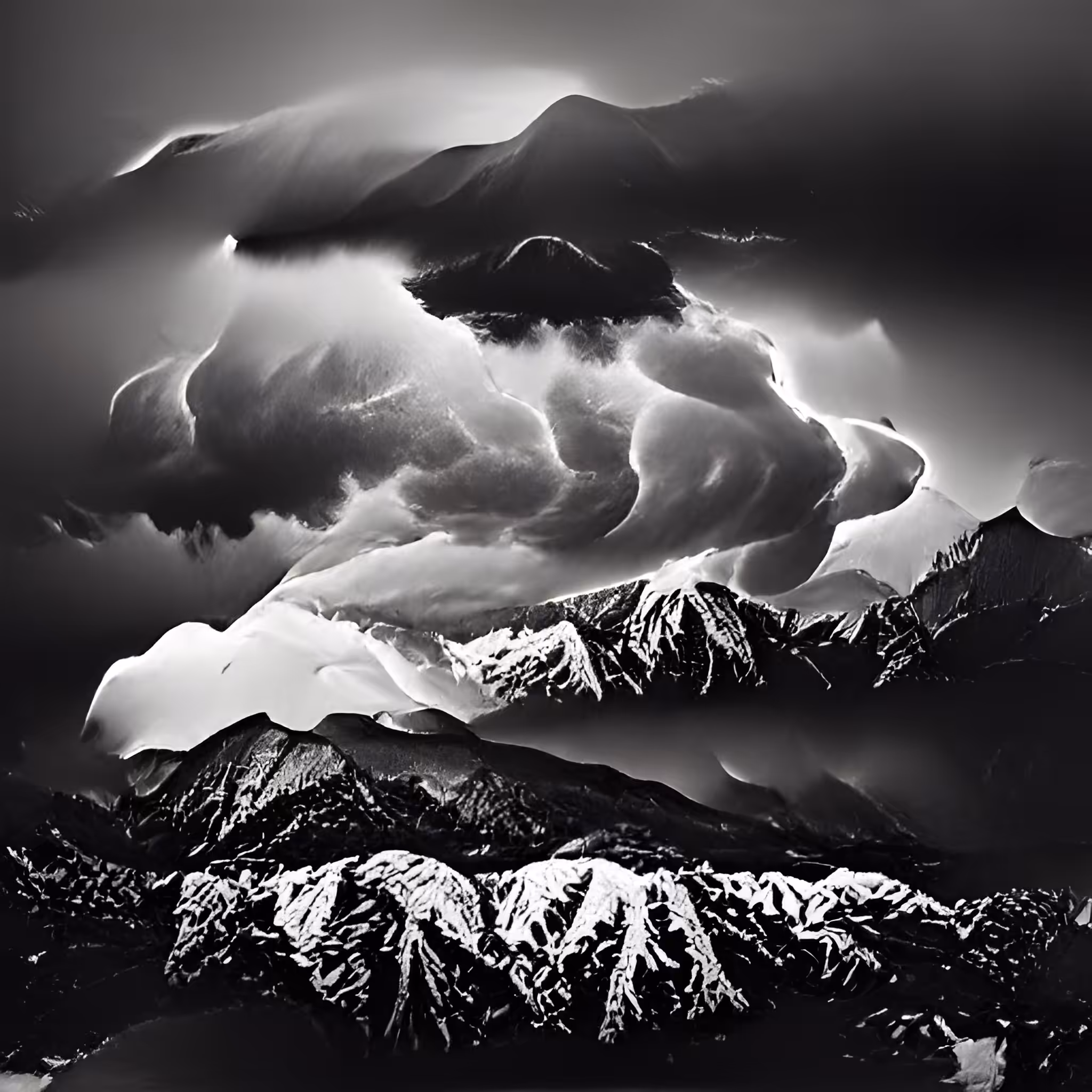 Storm front 002: this storm over a mountain range does not exist