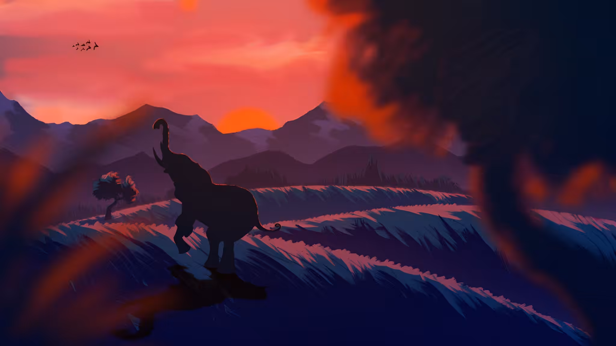 Art Of Abolfazl : Elephant At Sunset