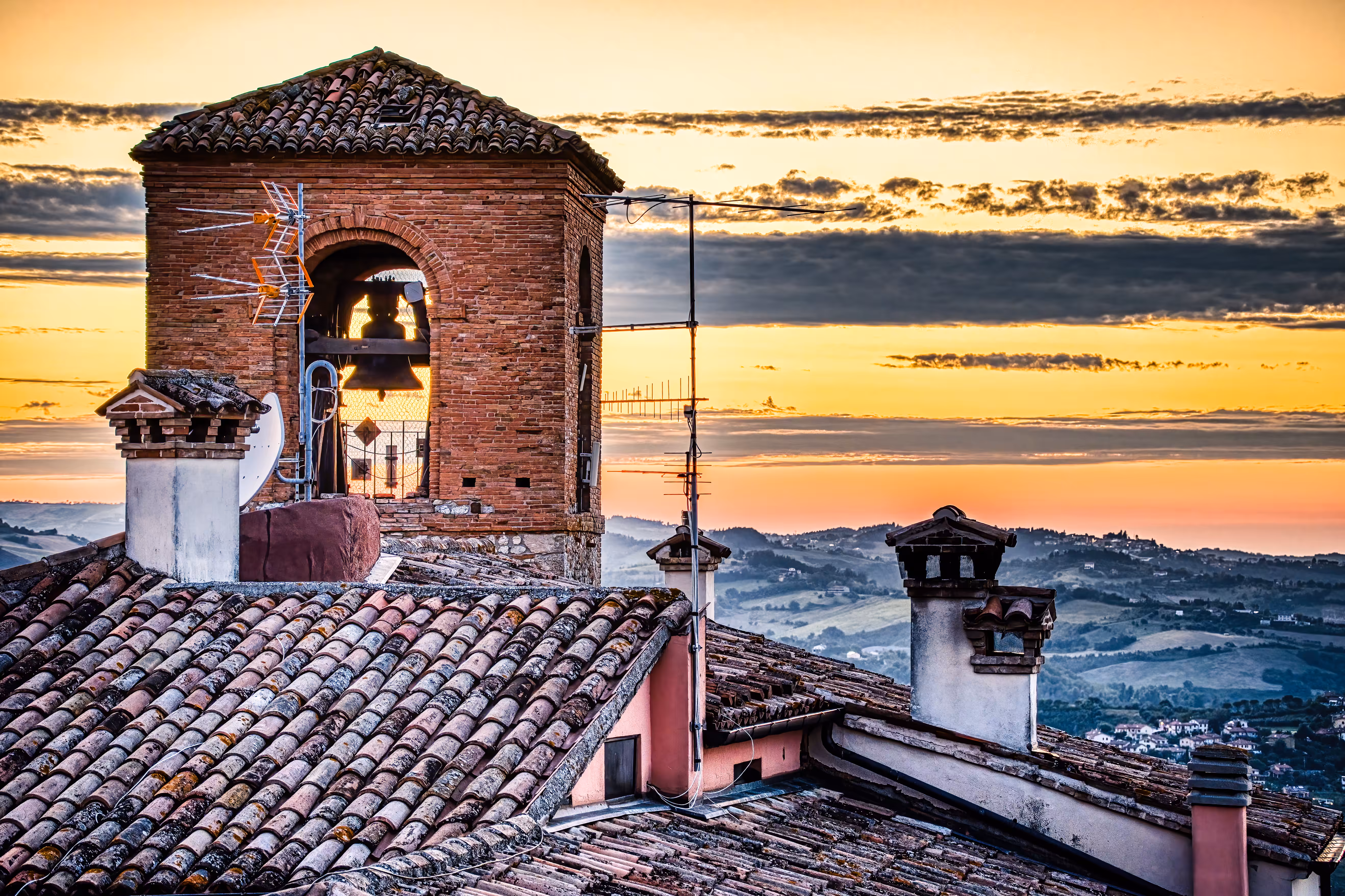 Sunset over Verucchio Bell Tower – Sunsets and Sunrises
