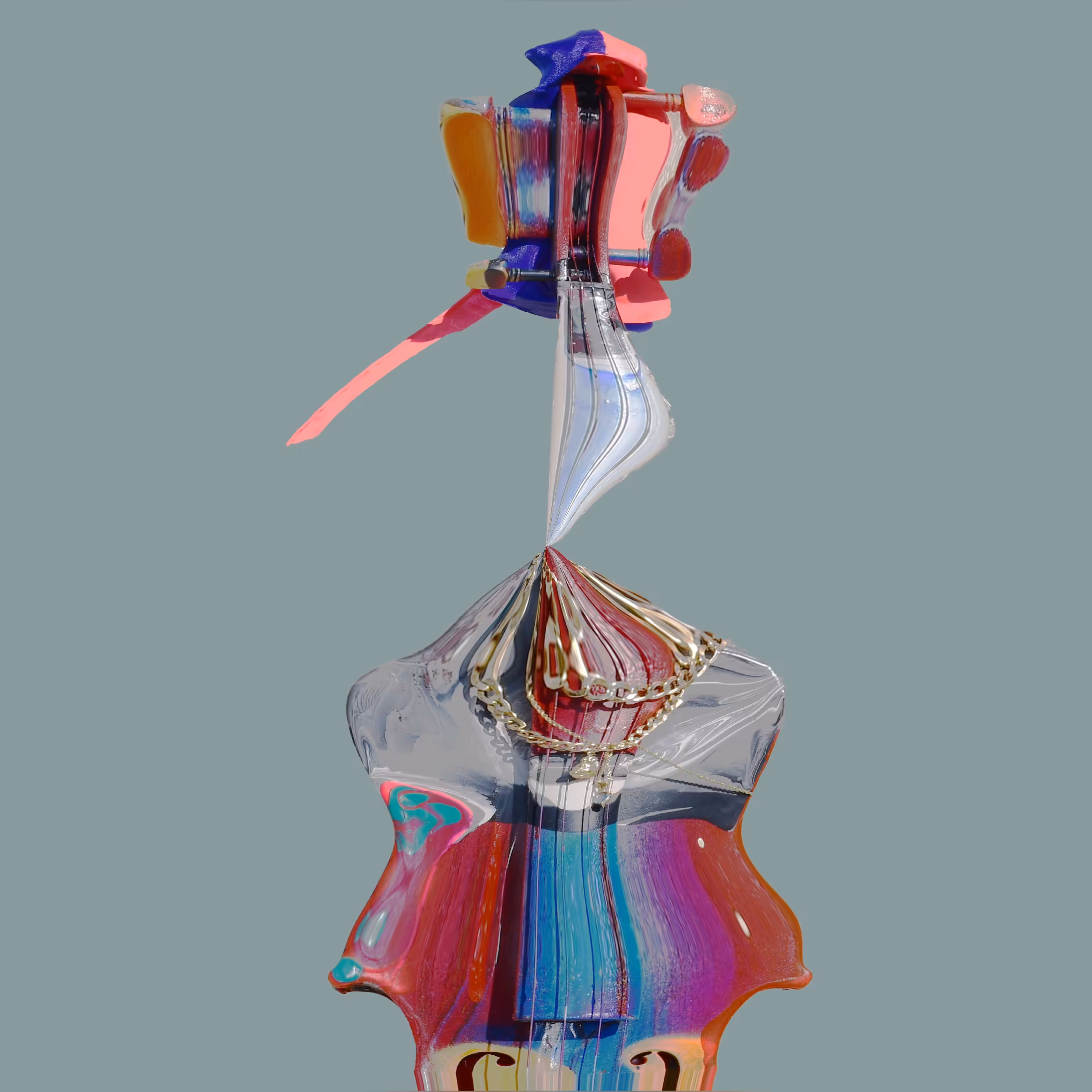 Violin on a mushroom trip wearing a du rag 001