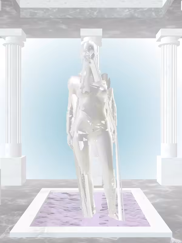 HeavenComputer: The Excited Glitter Bluish Gold Woman #7546
