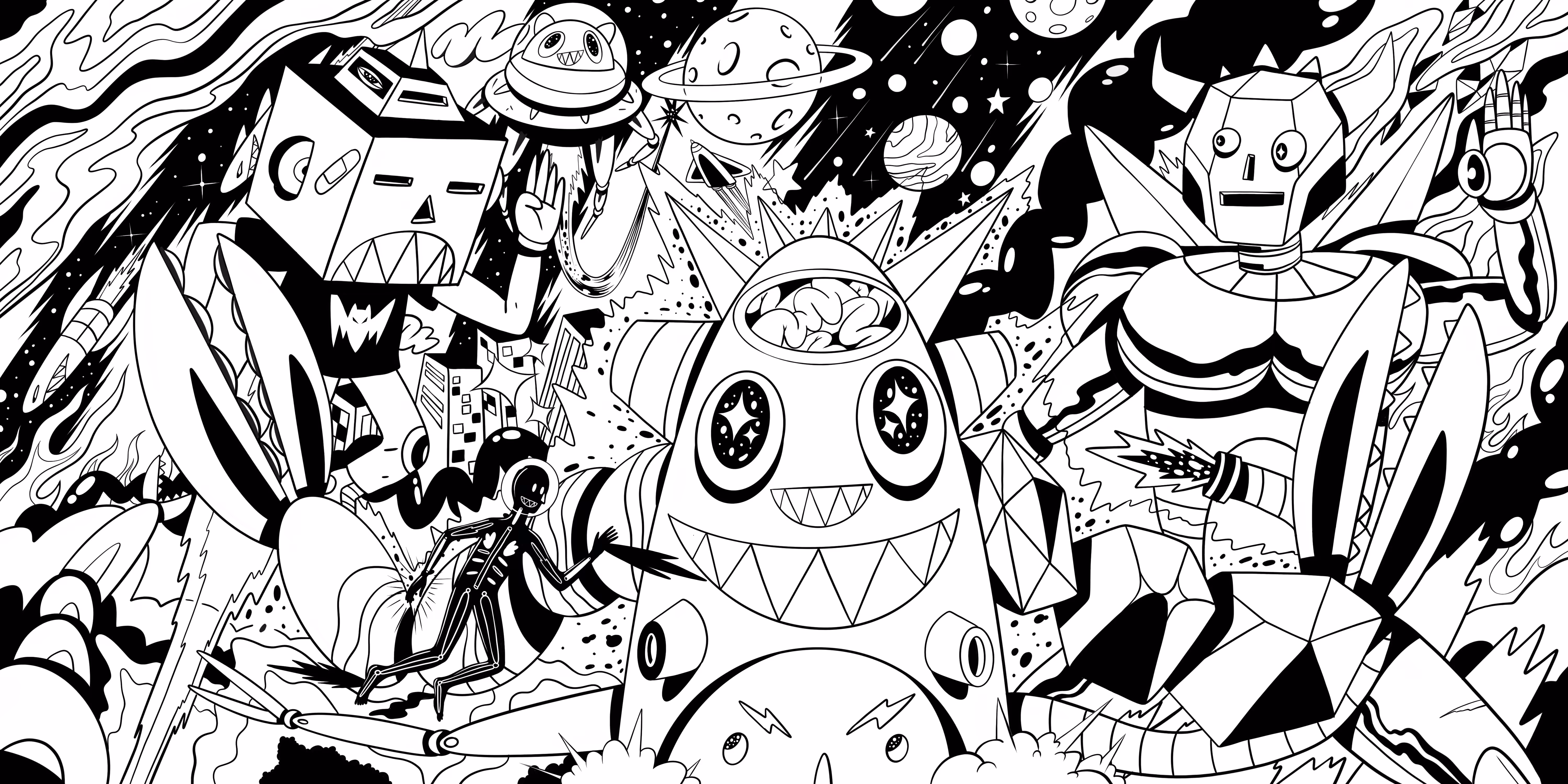 Attack on Galaxy ( Monochrome )