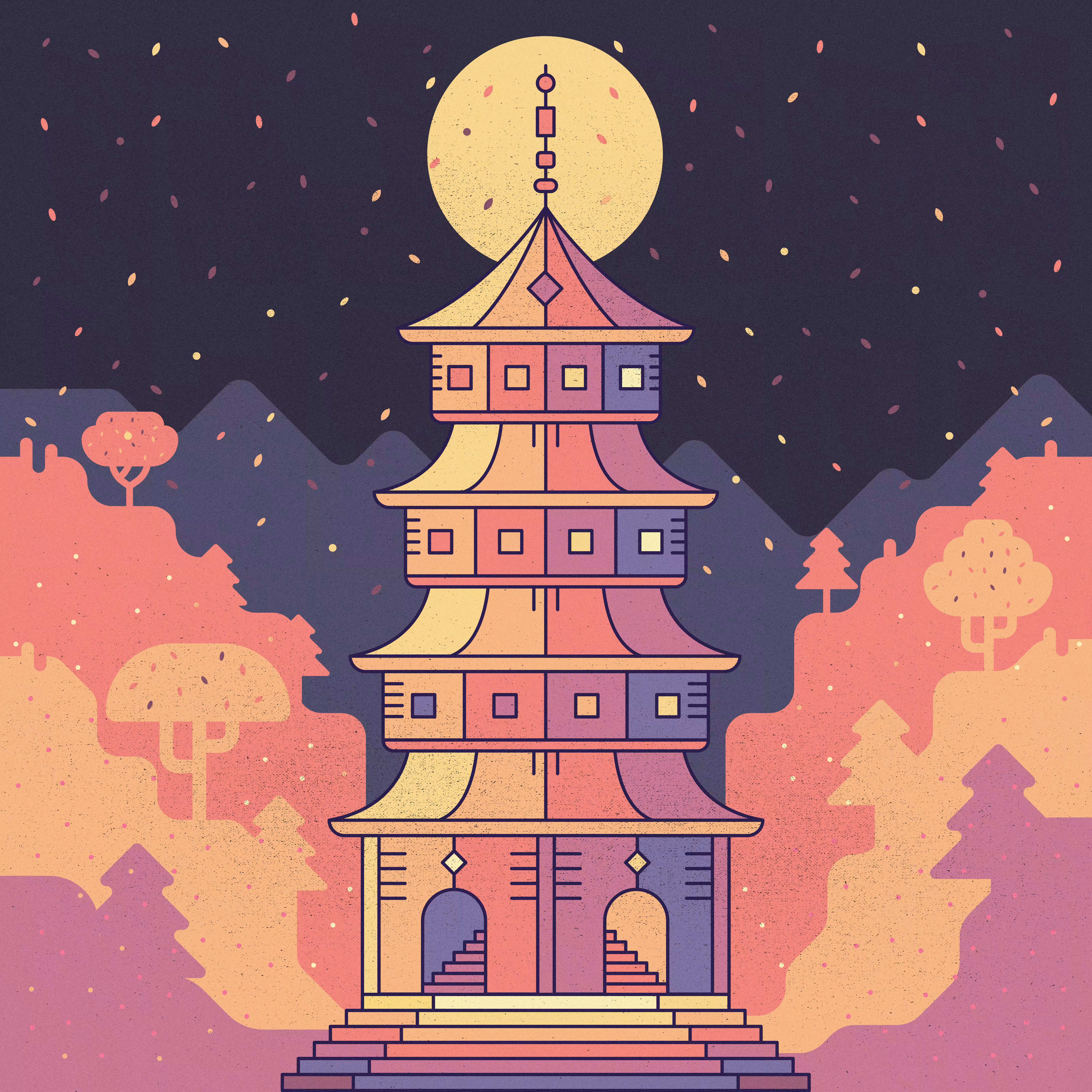 Temple and Blossoms