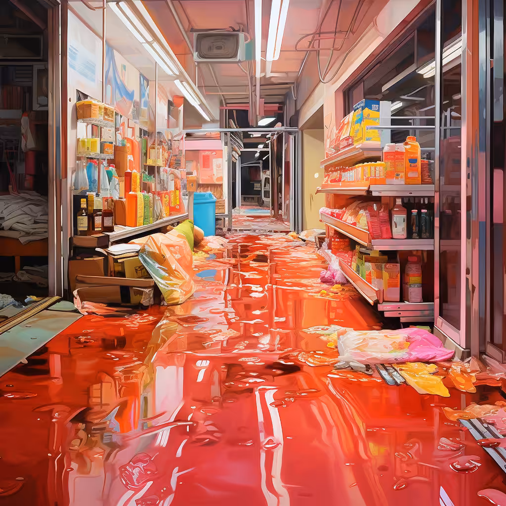 Grocery store in blood 