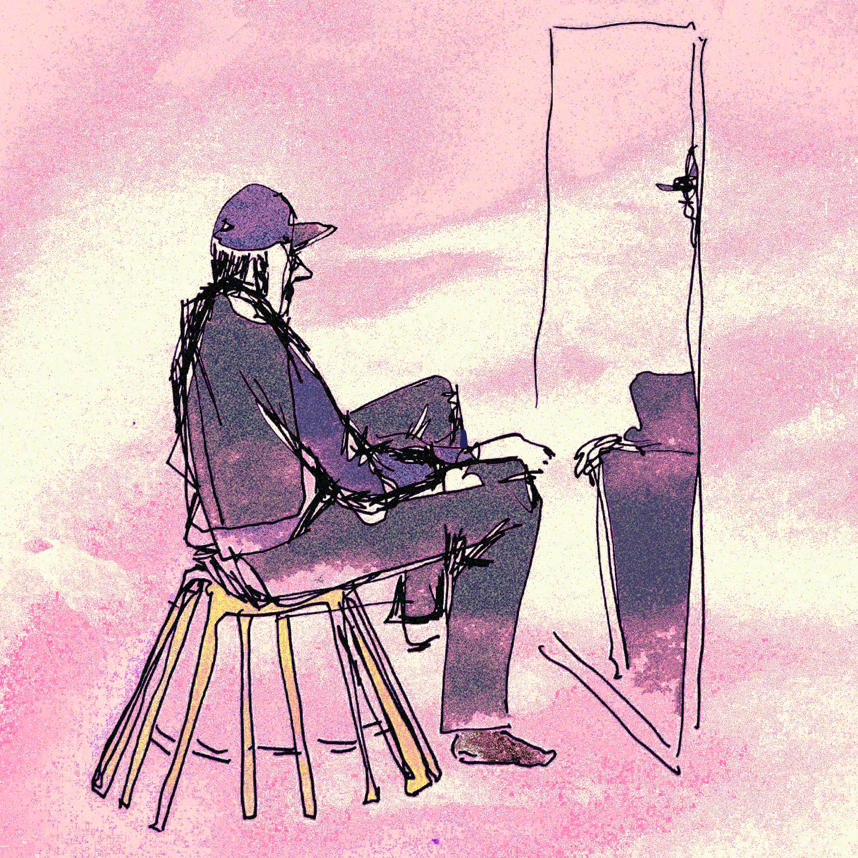 night watchman looking in the mirror
