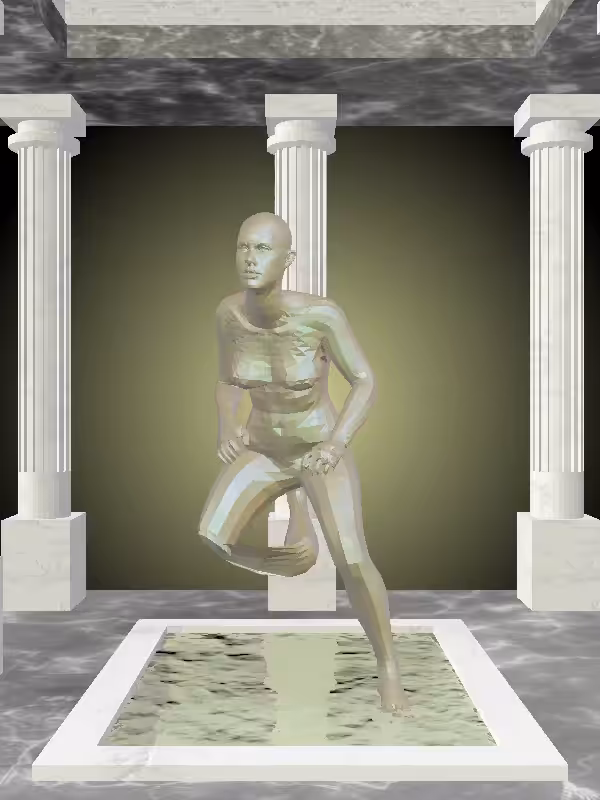 The Fragmented Kicking Olive Rust Woman #4430