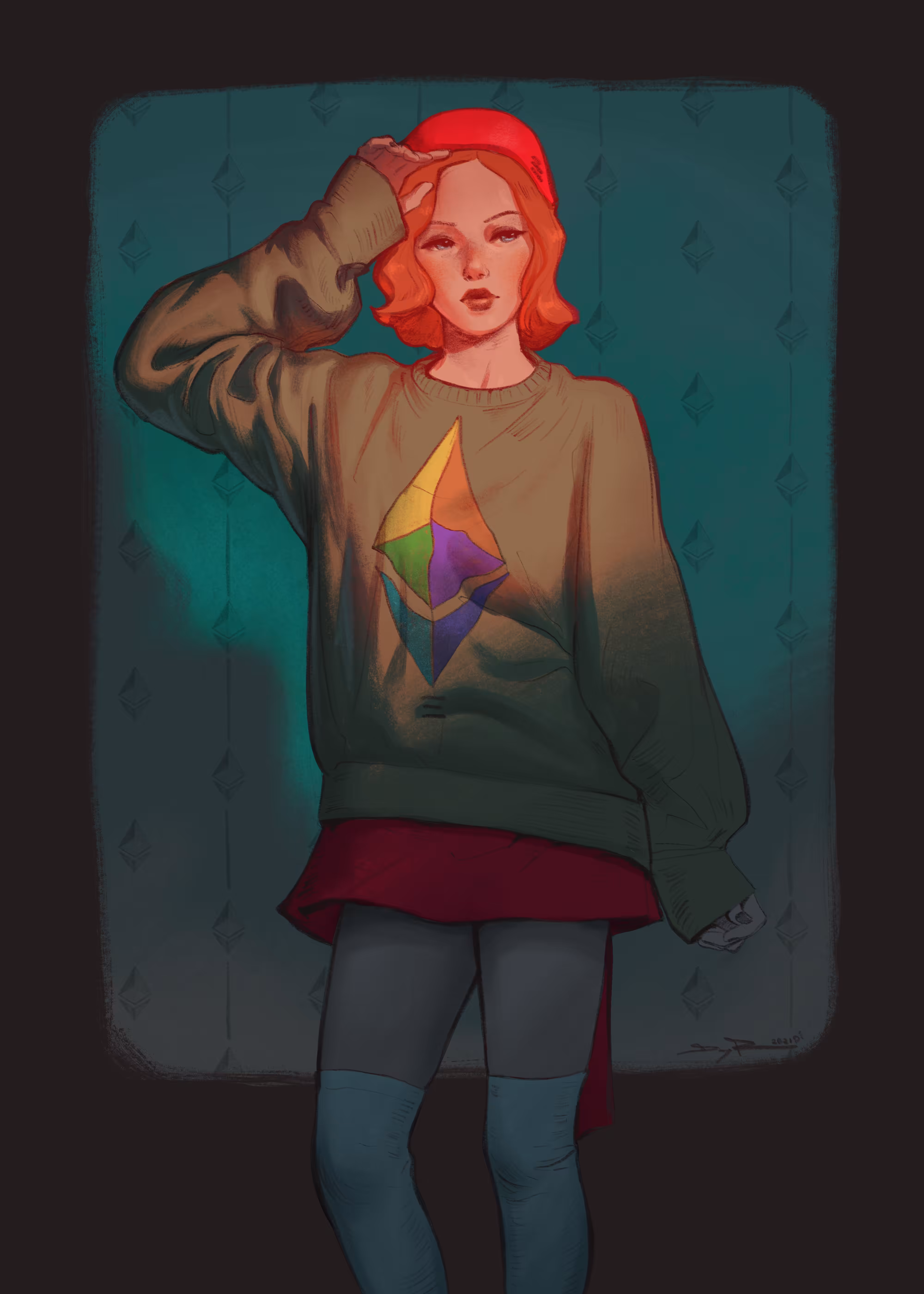 The girl with the Ξ sweatshirt