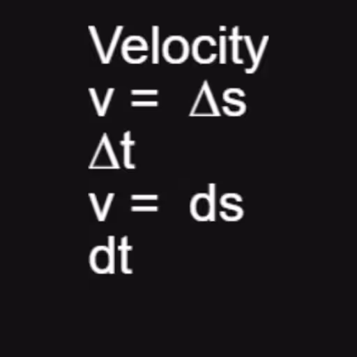 Velocity
v = 	∆s
∆t
...