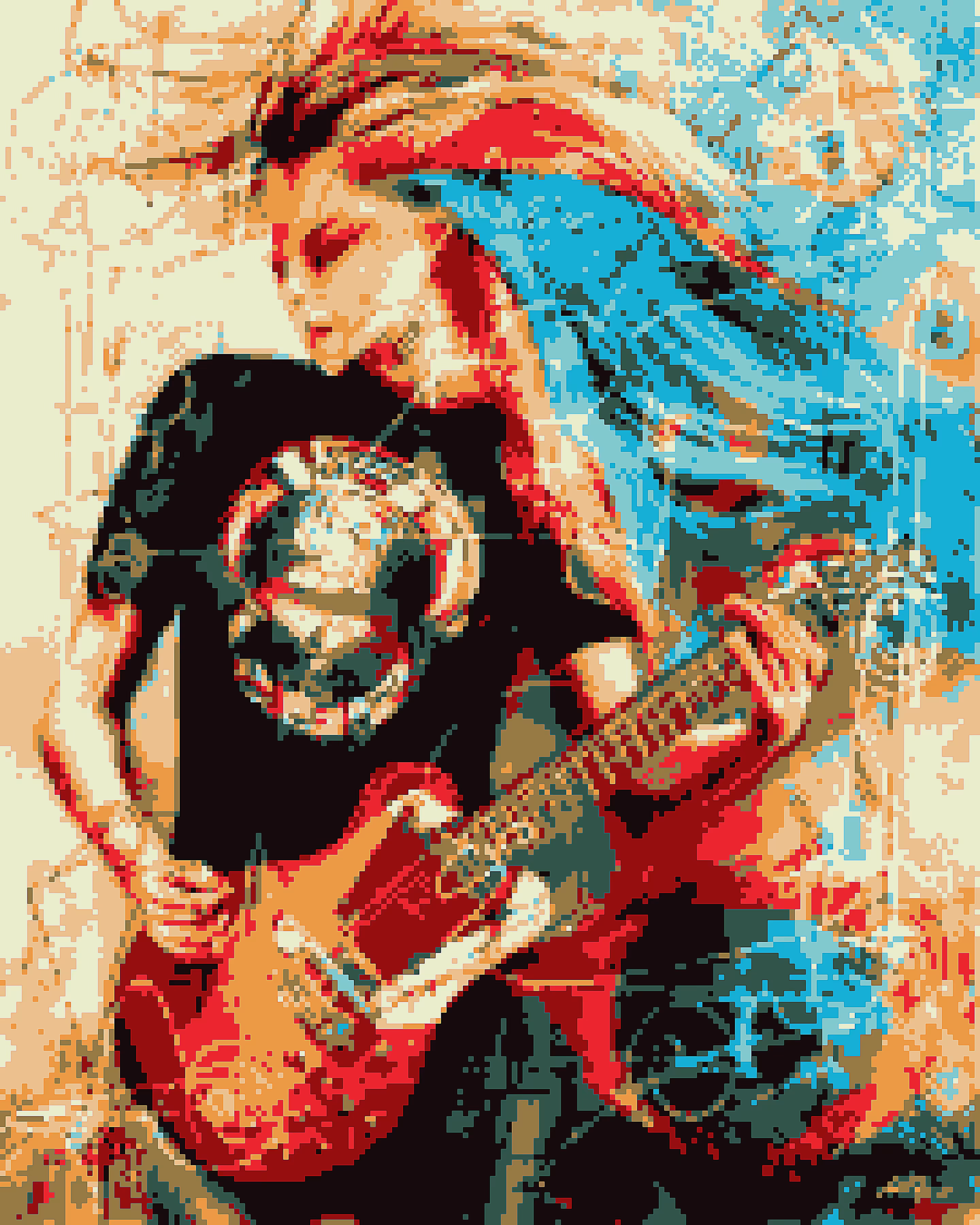 (big 8bits) The Punk Rocker Guitarist Girl 20x25inch, 300DPI, Printable Digital Art by ArtH2O Pixel Edition