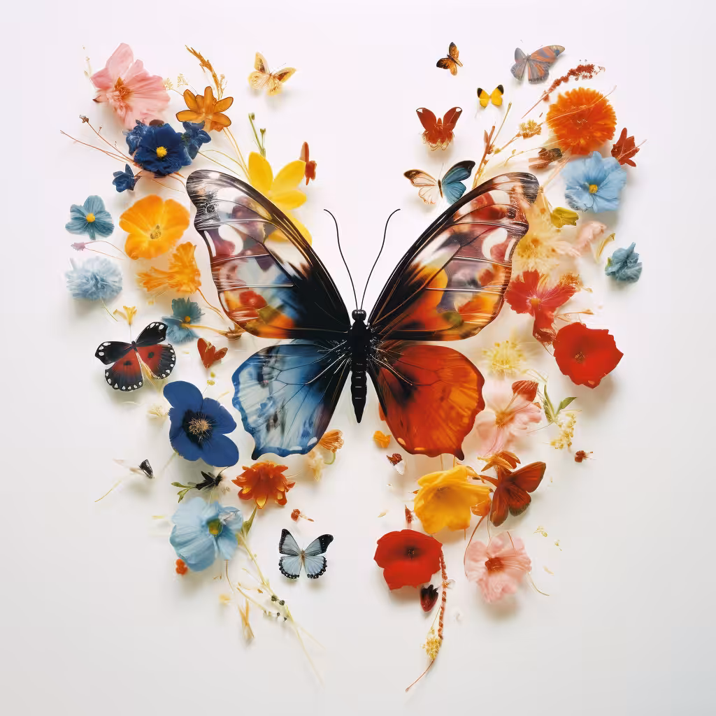 Butterflies and flowers